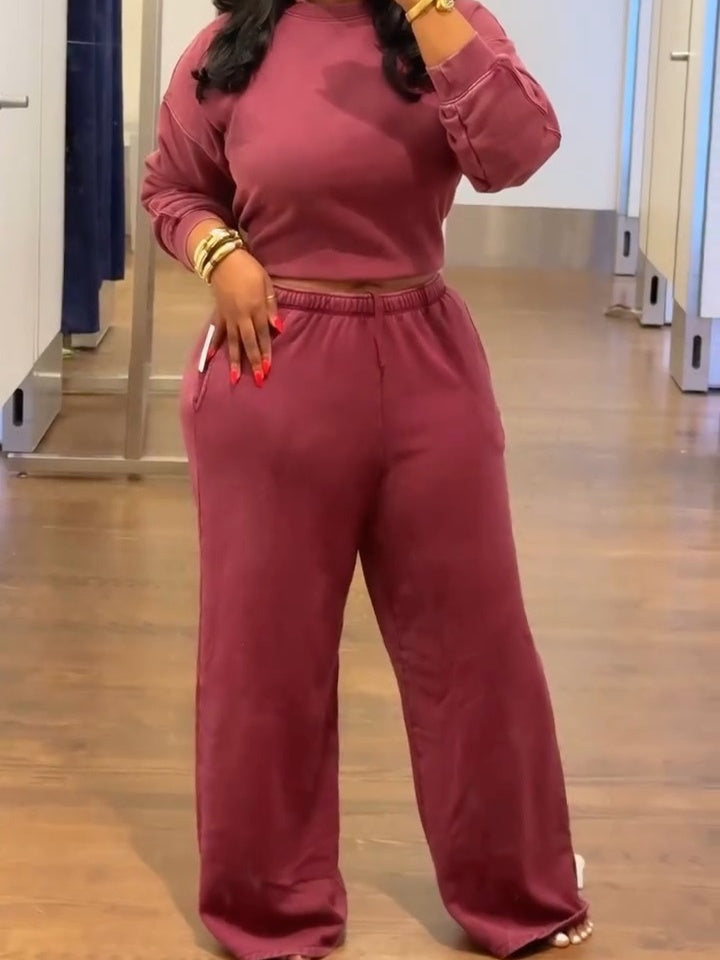 Vintage Soft Wedge Crewneck Sweatshirt Two Pieces Set