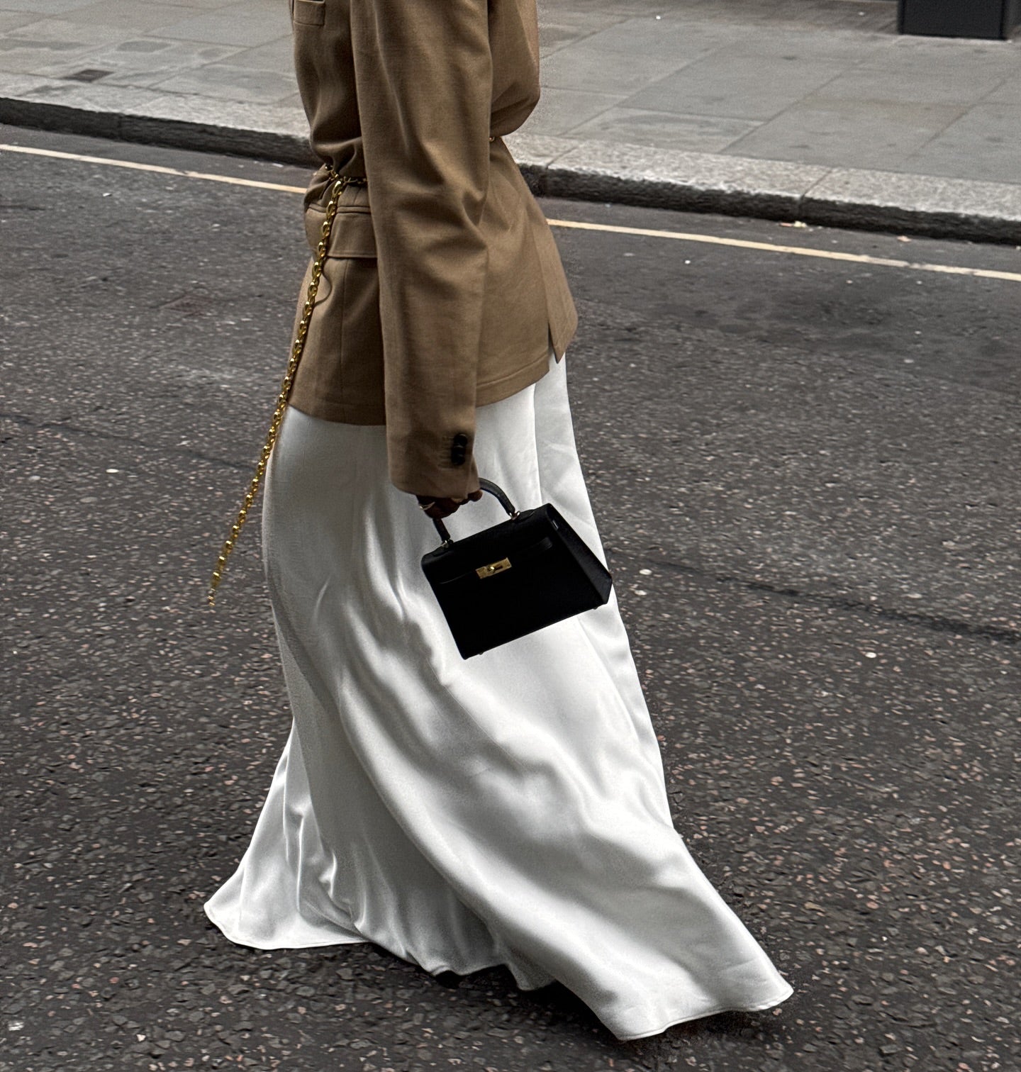 Autumn Bias Cut Satin Maxi Skirt