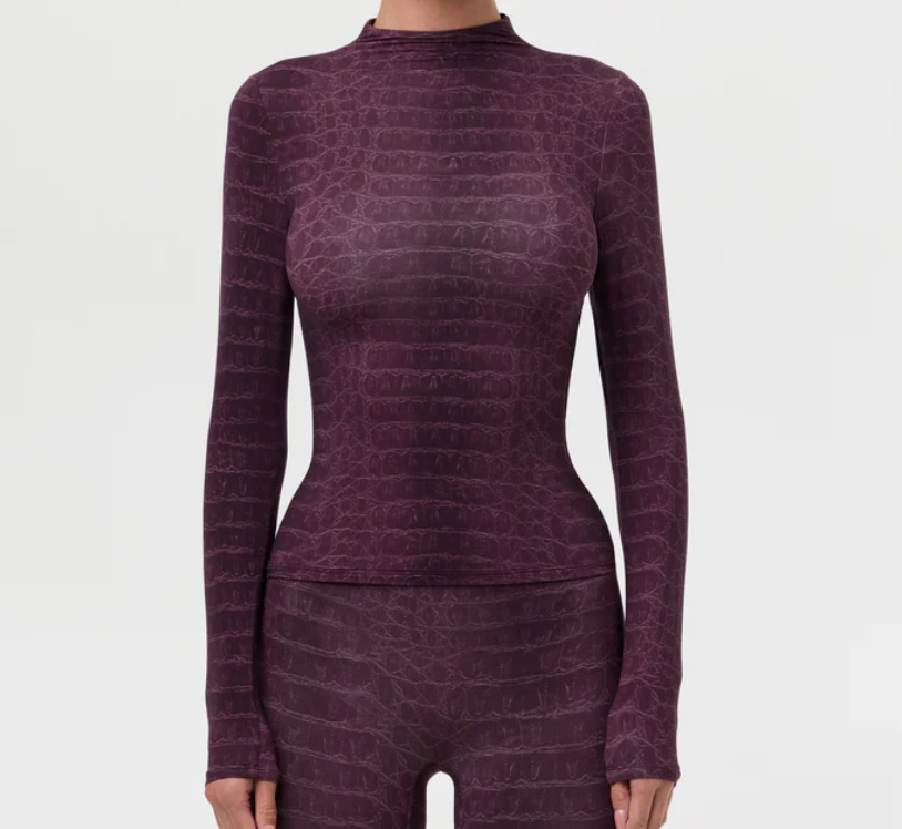 Naked Print Mock Neck Top