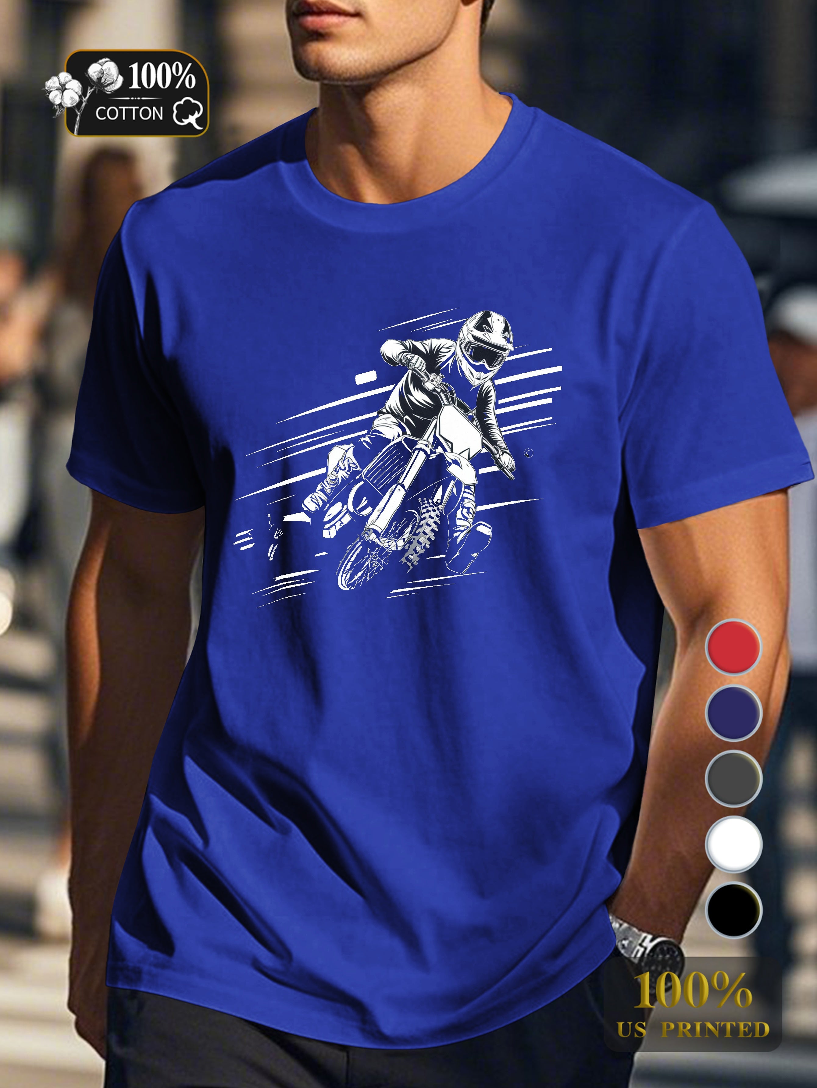 motocross rider in action Men's pure cotton Tshirt Comfort Fit