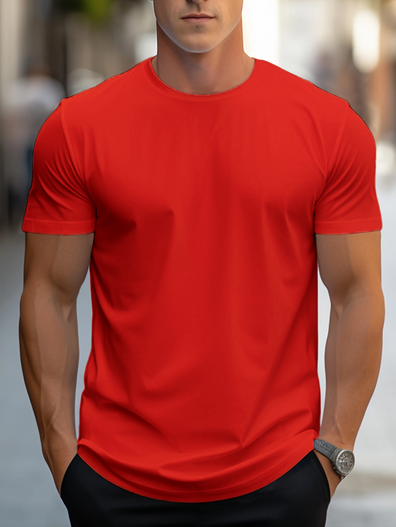 Fashionable And Comfortable Solid Color Full-shouldered Short-sleeved T-shirts