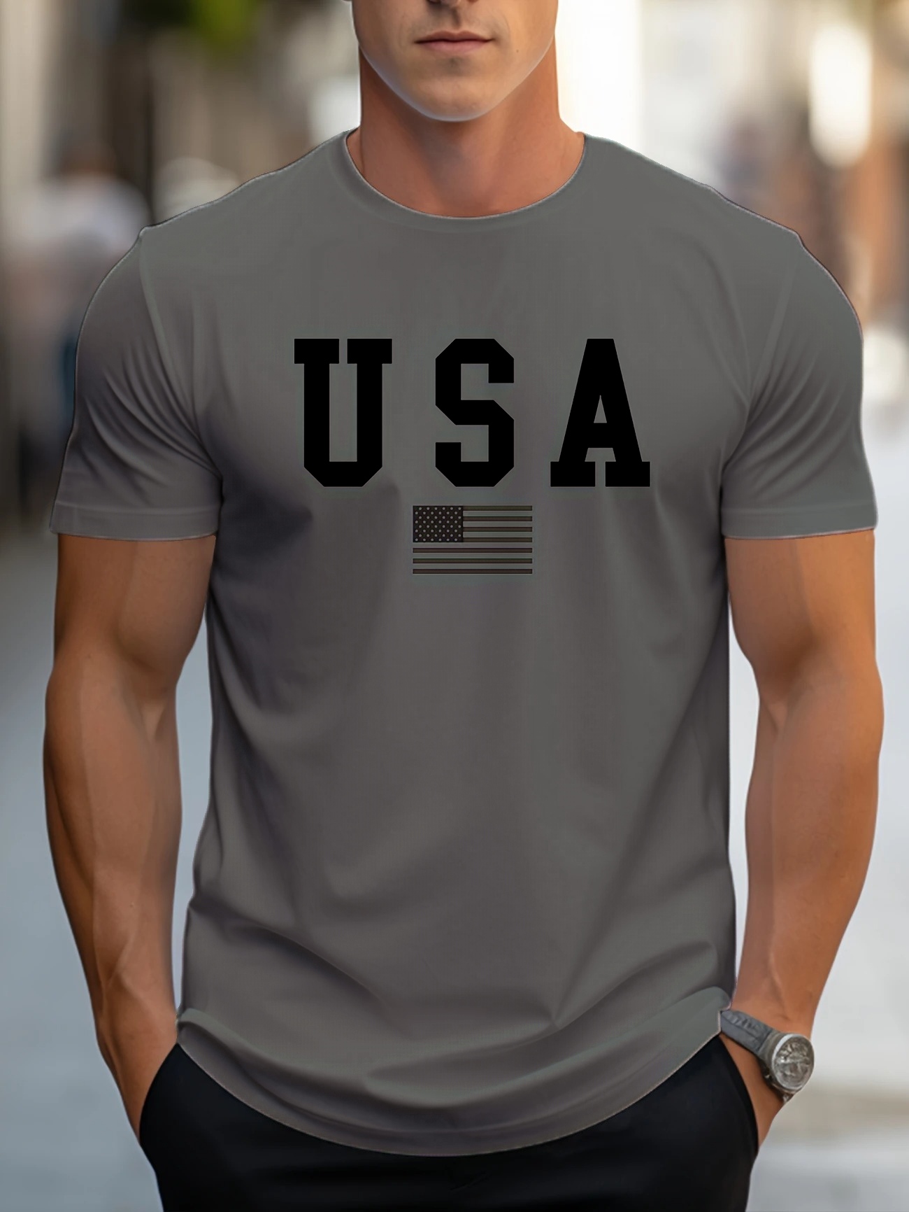 USA Print Men's Fashionable Summer T-shirt