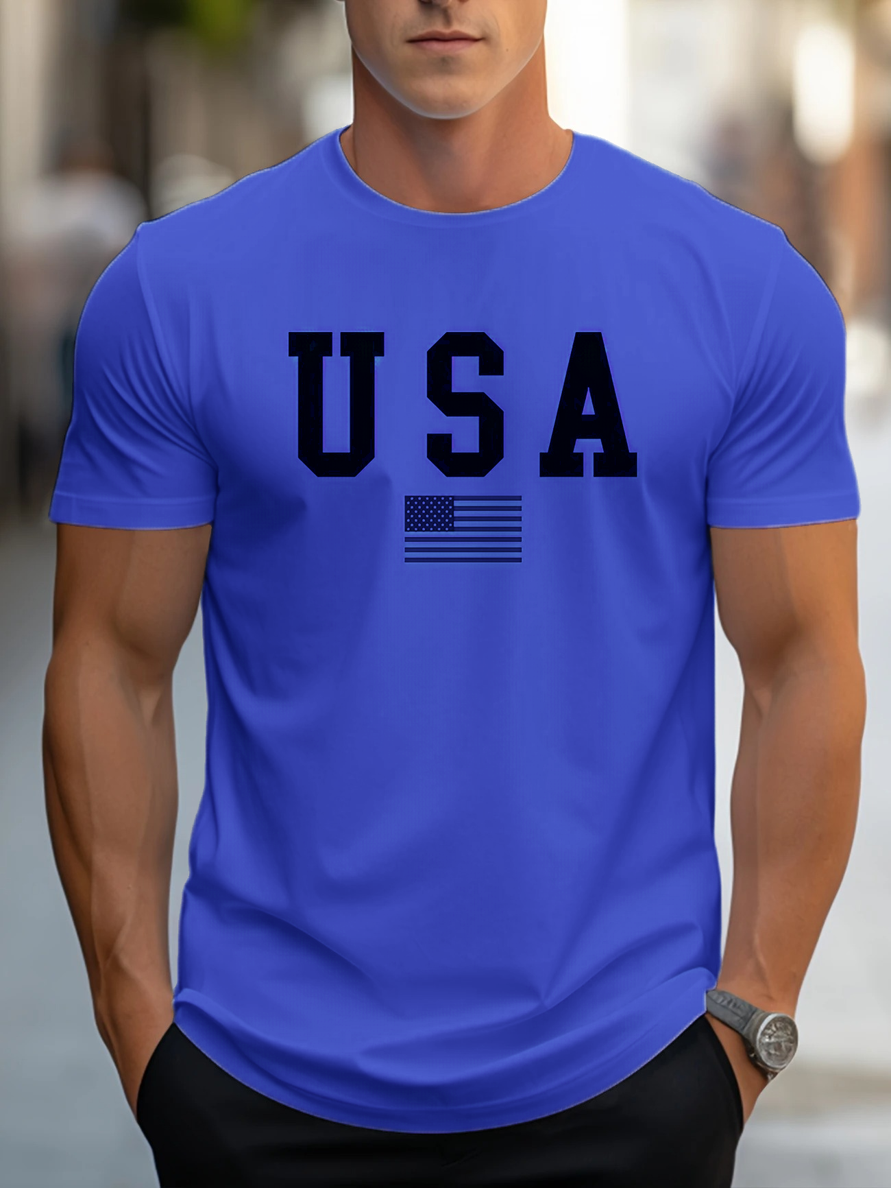 USA Print Men's Fashionable Summer T-shirt