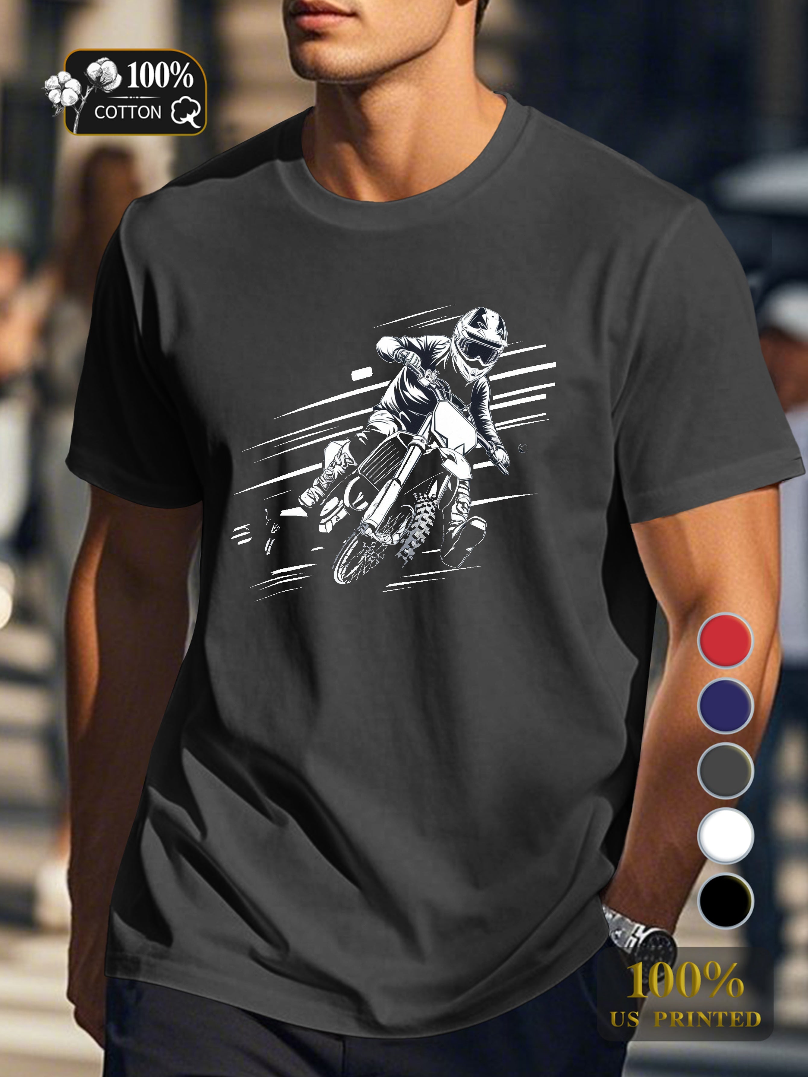 motocross rider in action Men's pure cotton Tshirt Comfort Fit