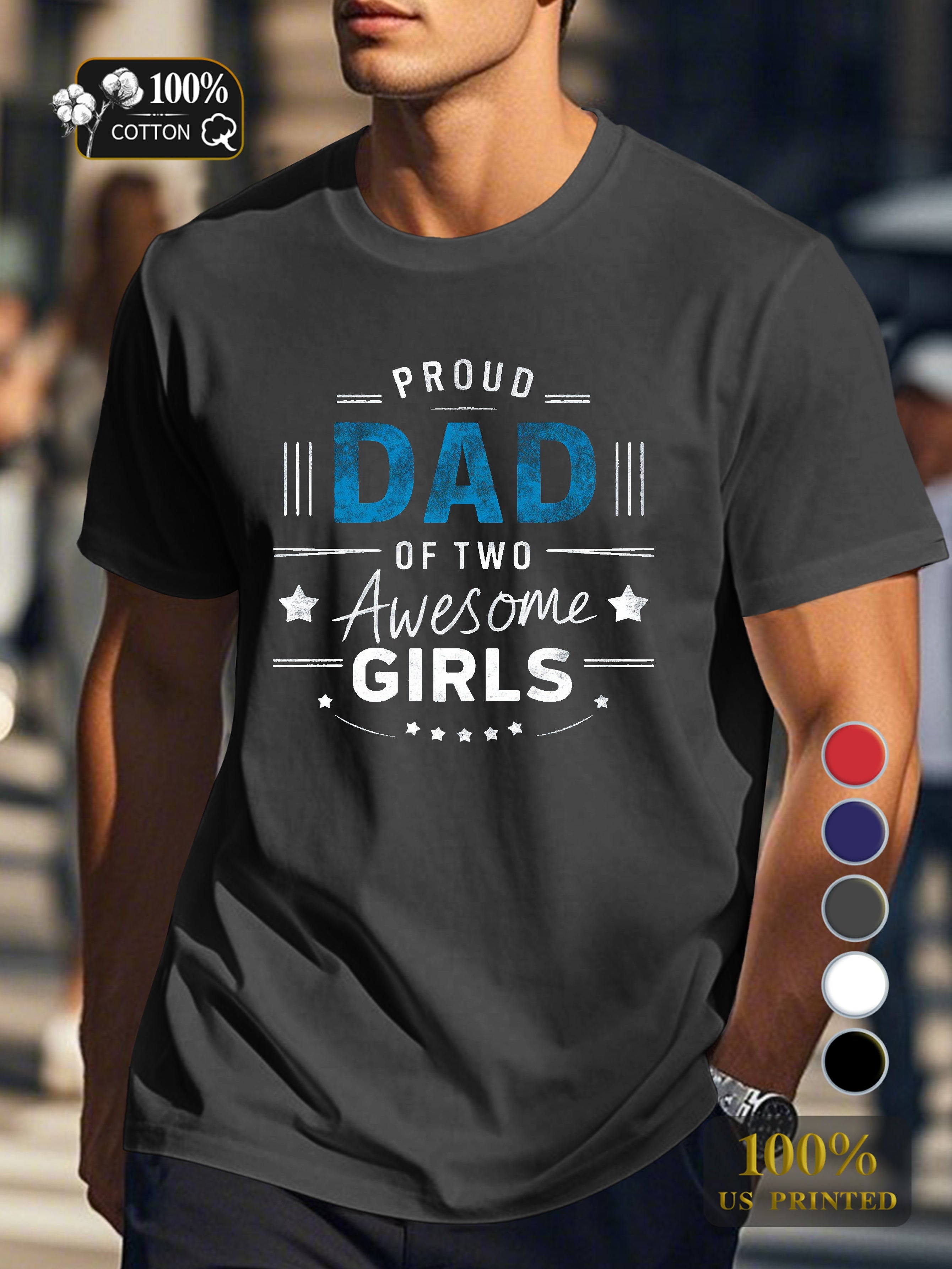 Proud dad illustration Men's pure cotton Tshirt Comfort Fit