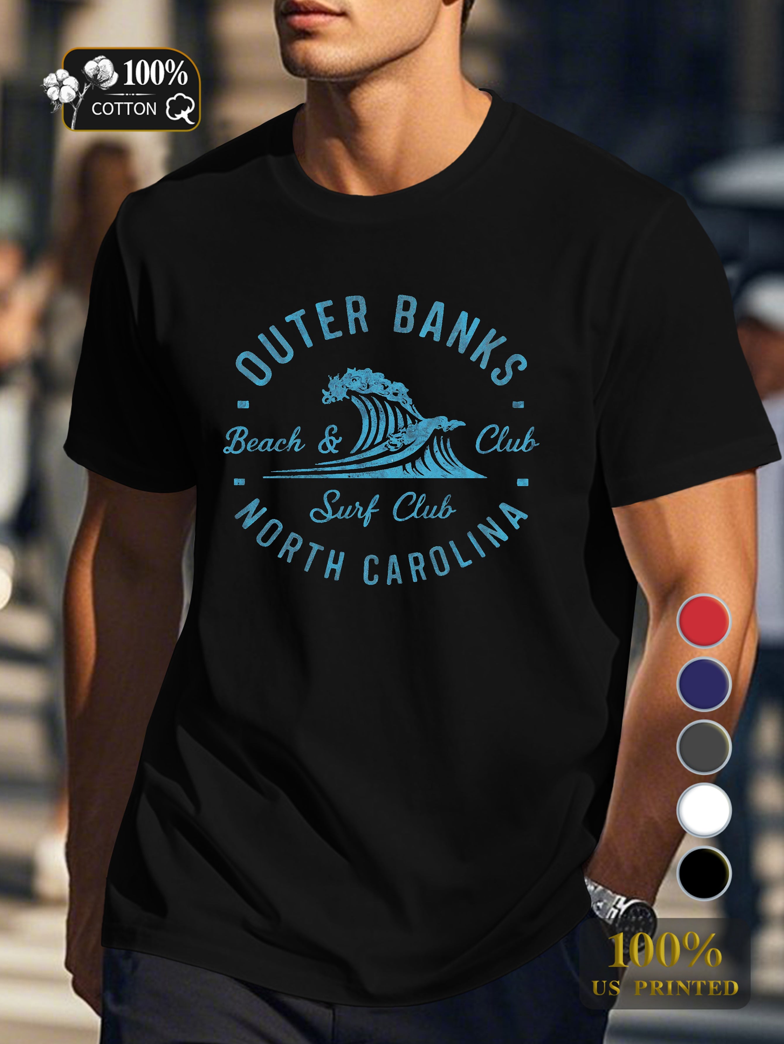 OUTER BANKS beach surf club Men's pure cotton Tshirt Comfort Fit