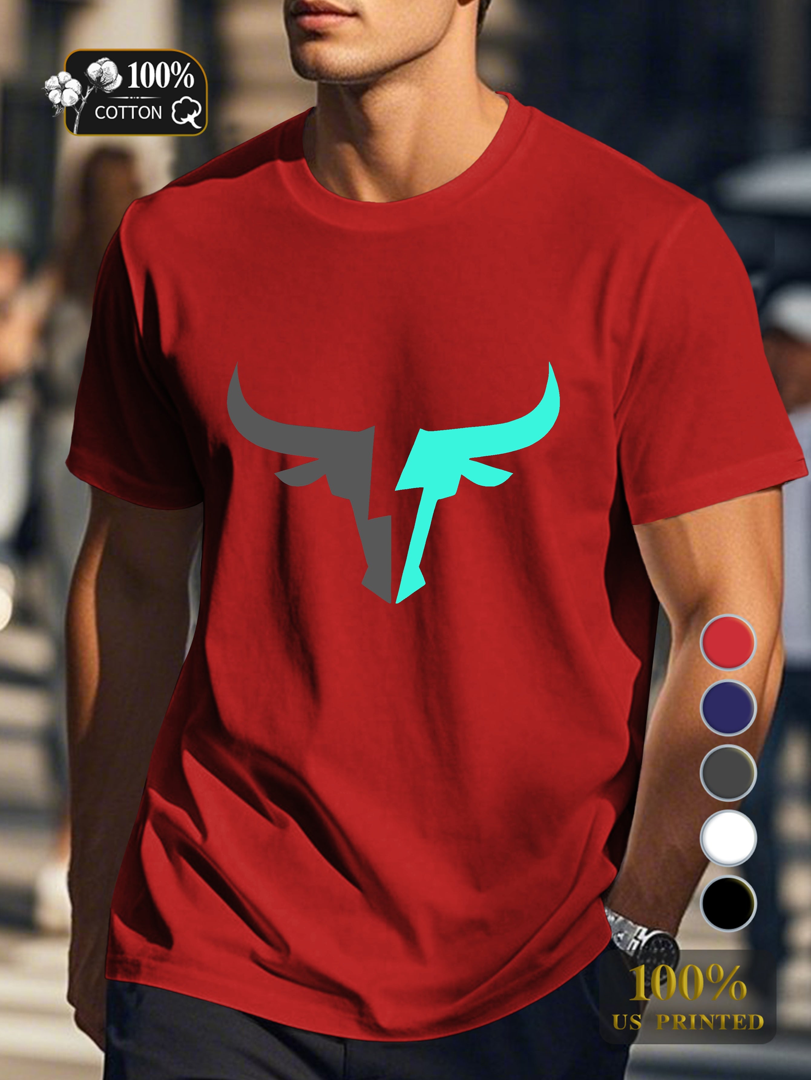 Bullhead Shape Men's pure cotton Tshirt Comfort Fit