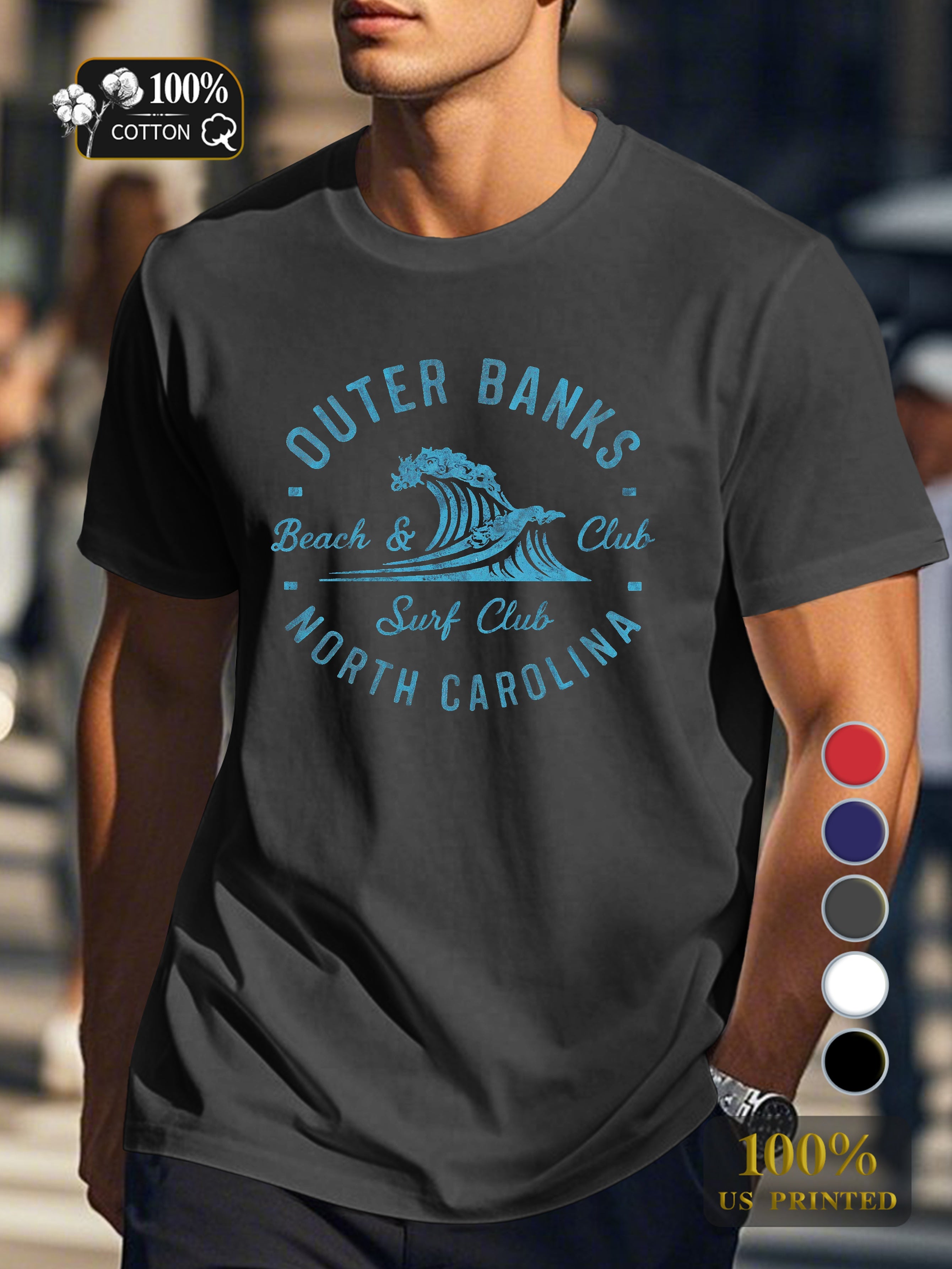 OUTER BANKS beach surf club Men's pure cotton Tshirt Comfort Fit