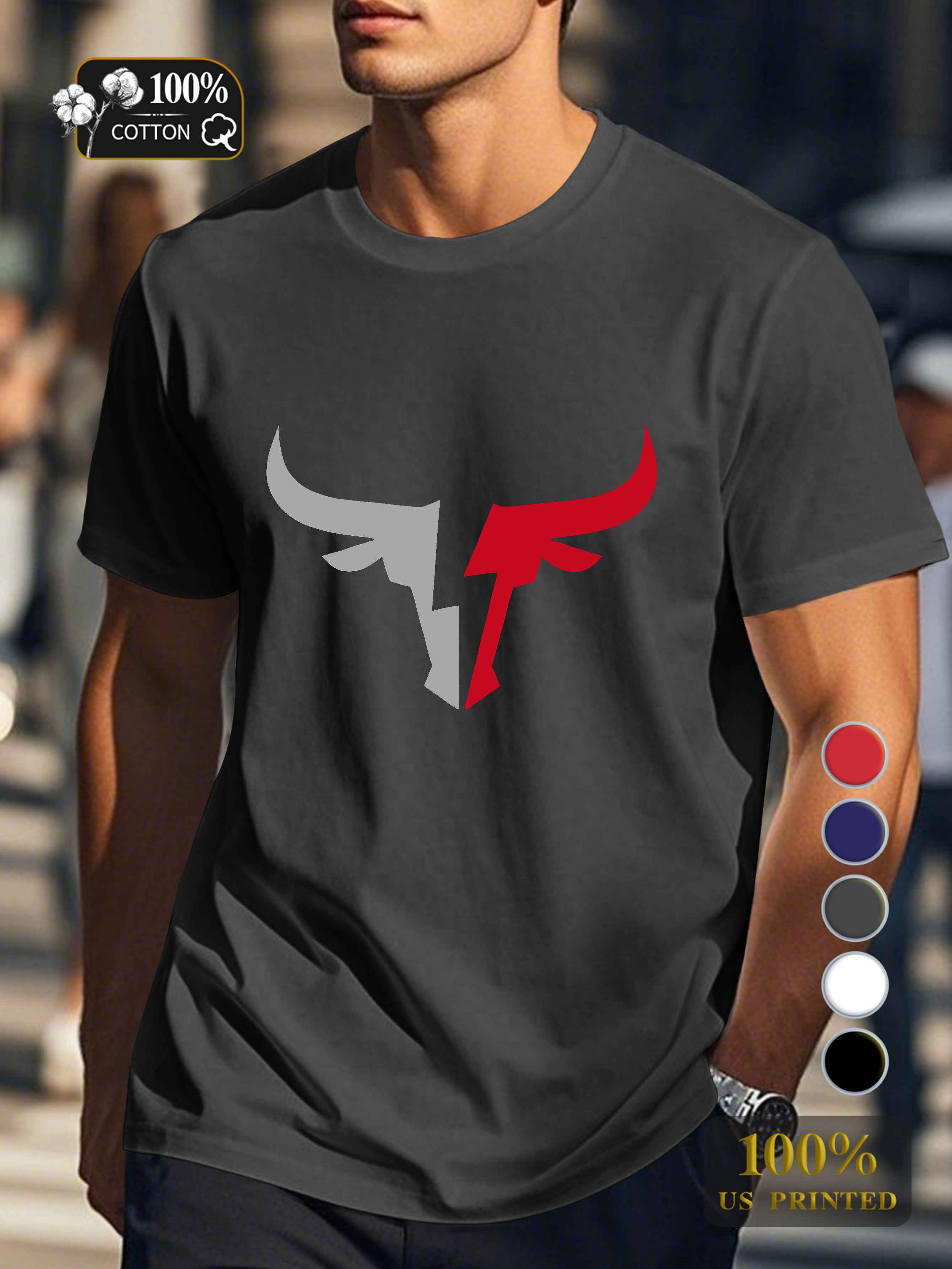 Bullhead Shape Men's pure cotton Tshirt Comfort Fit