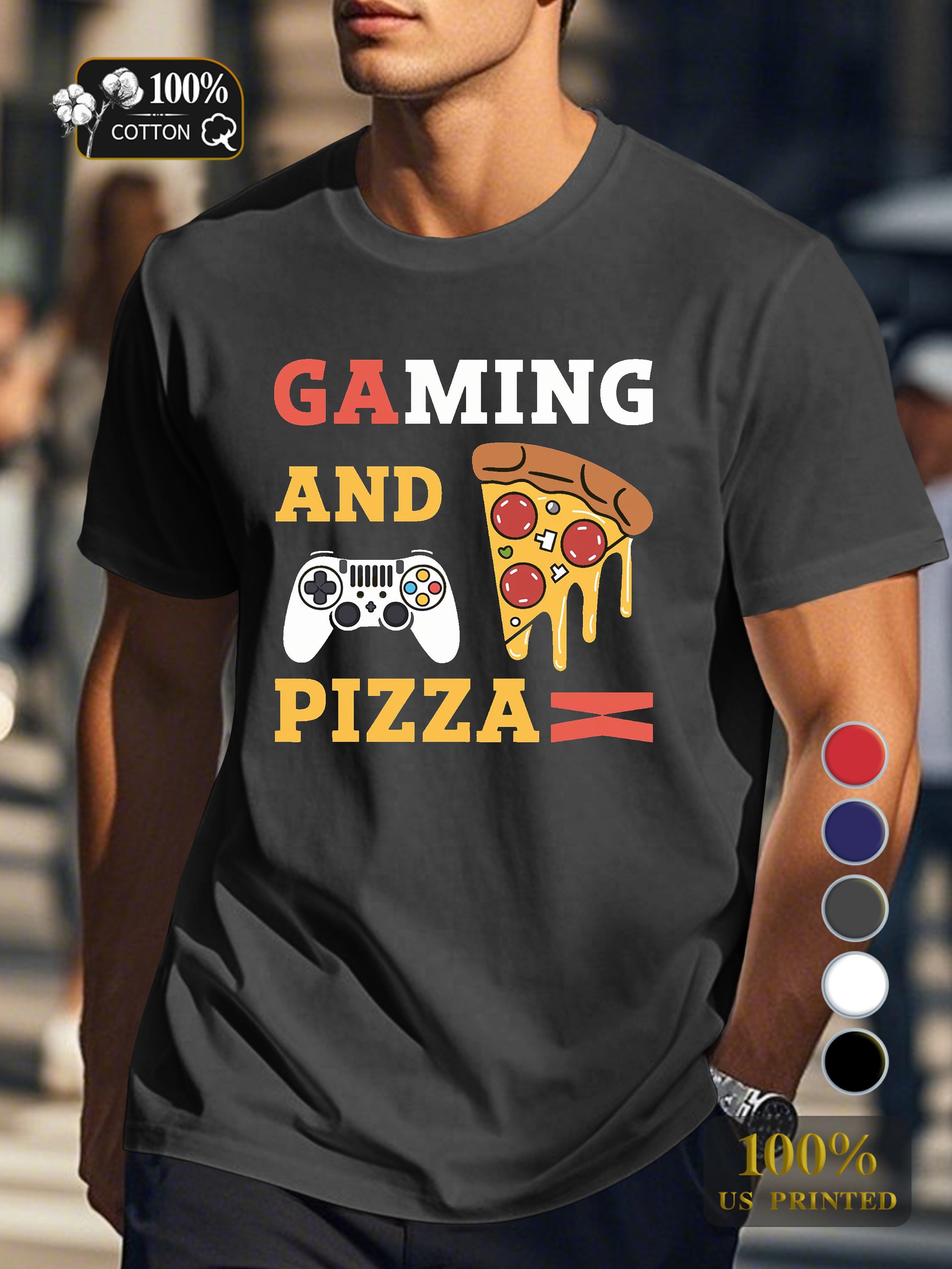 GAMING AND PIZZA Men's pure cotton Tshirt Comfort Fit