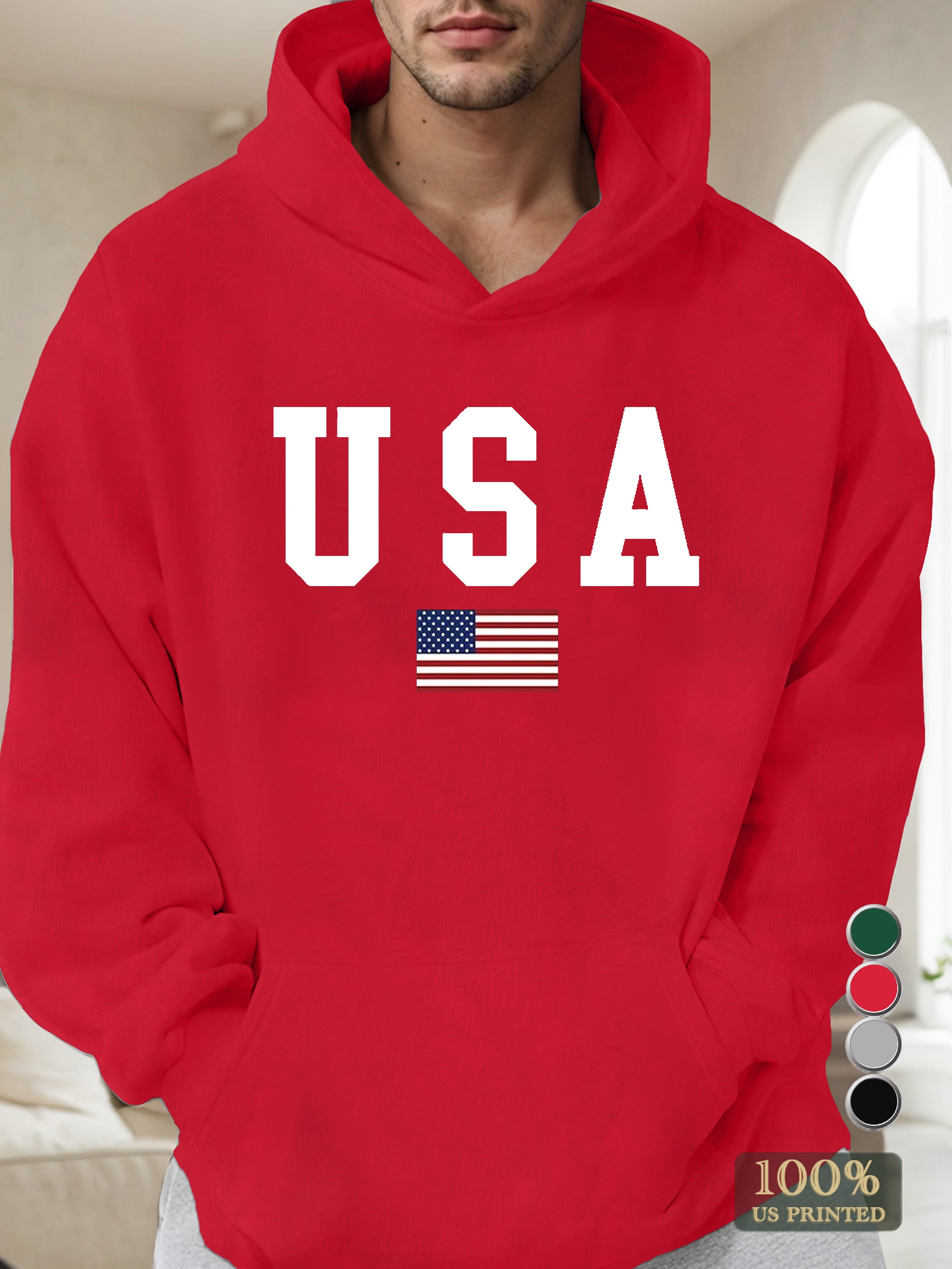 Usa Flag Combination Men's hooded sweatshirt