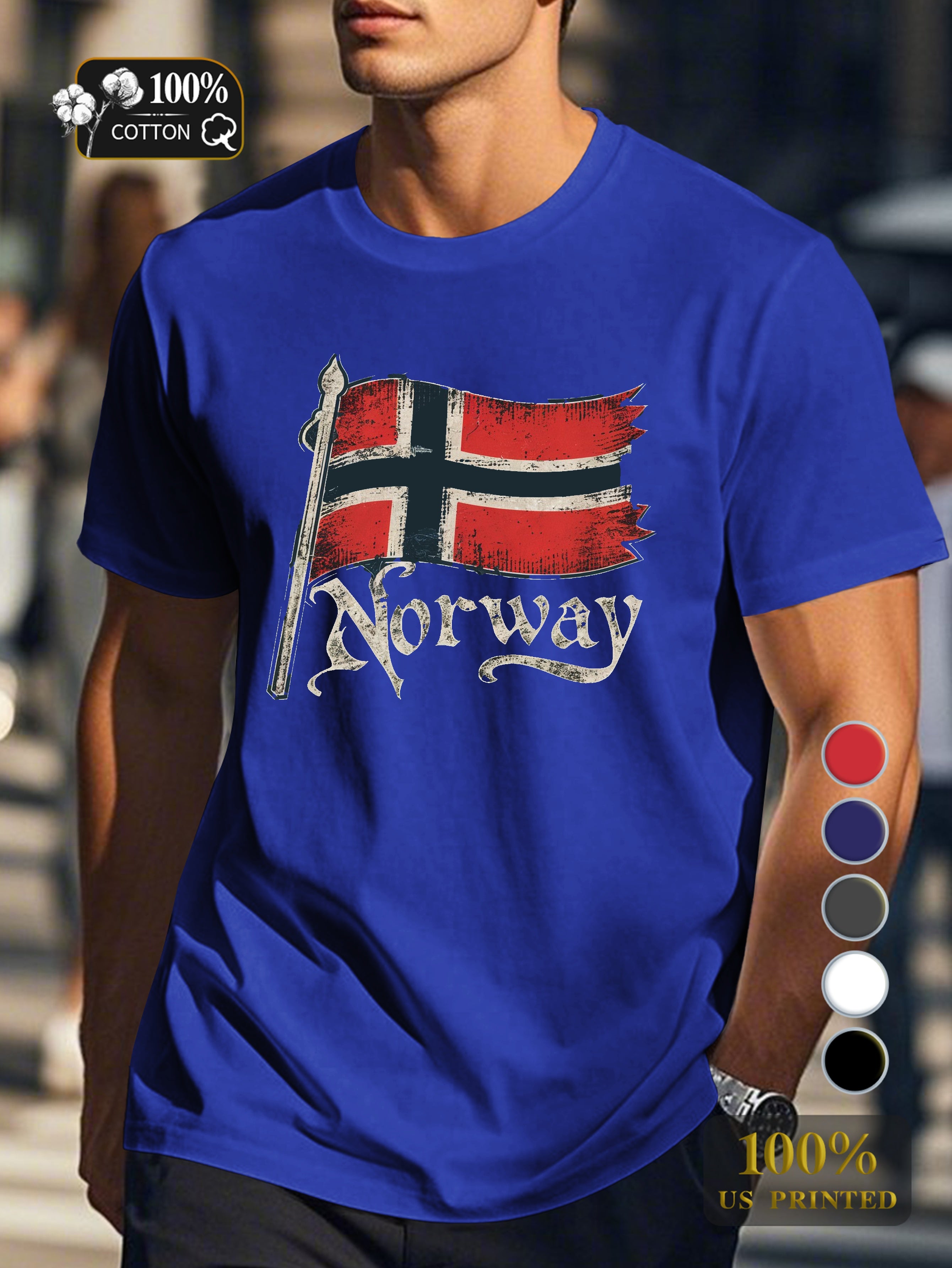 vintage Norwegian flag Men's pure cotton Tshirt Comfort Fit