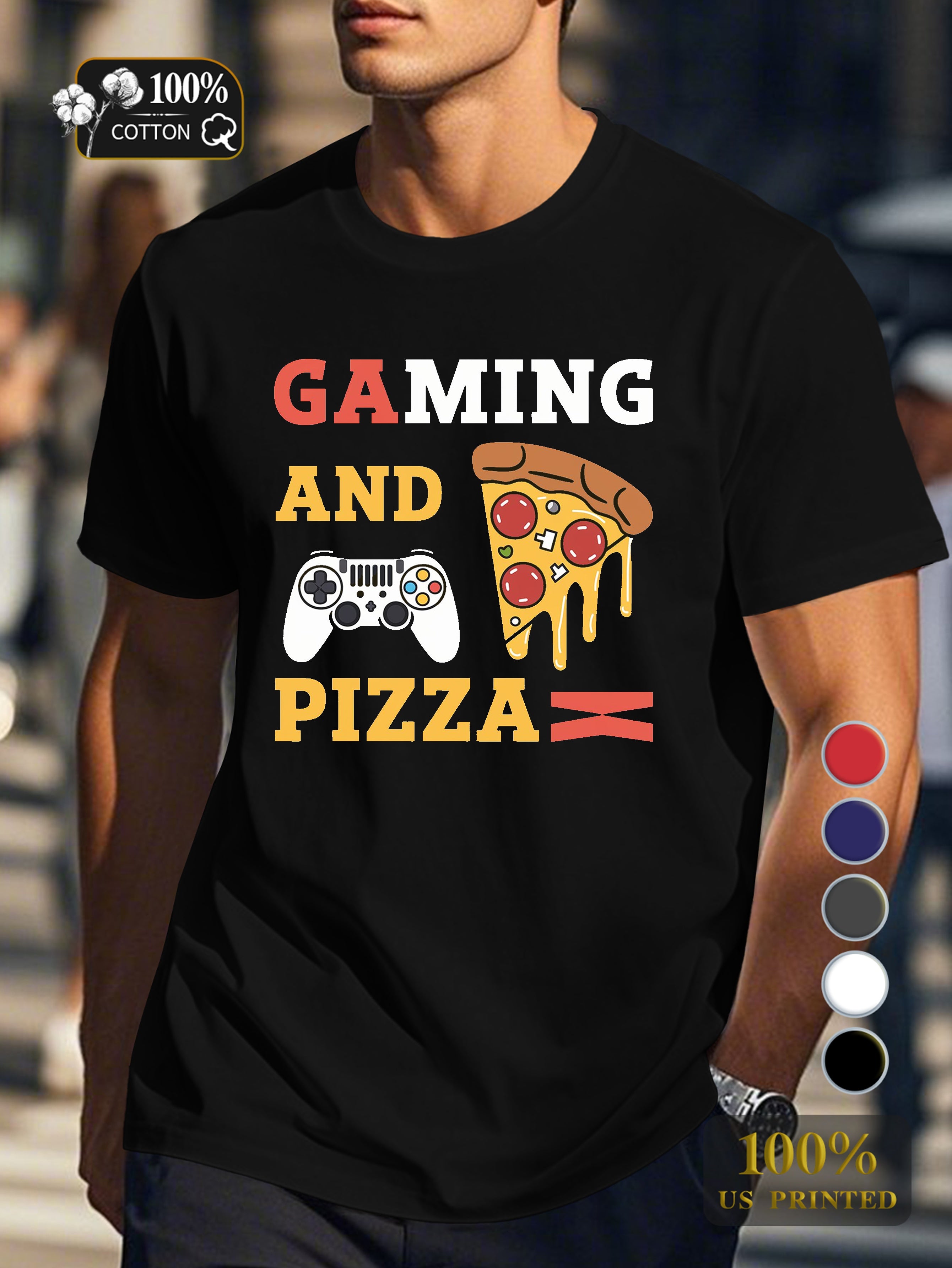 GAMING AND PIZZA Men's pure cotton Tshirt Comfort Fit