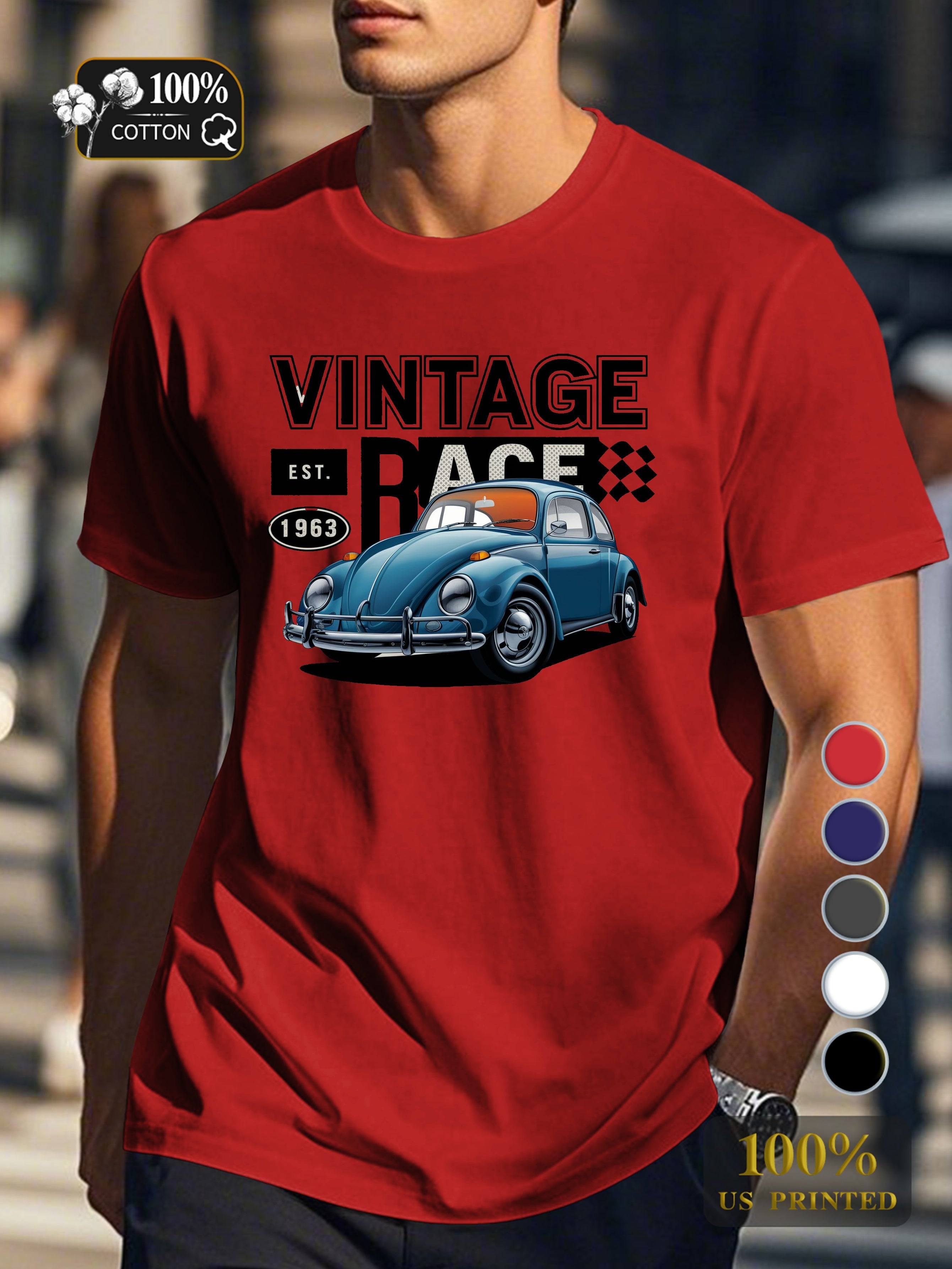 classic Beetle car Men's pure cotton Tshirt Comfort Fit