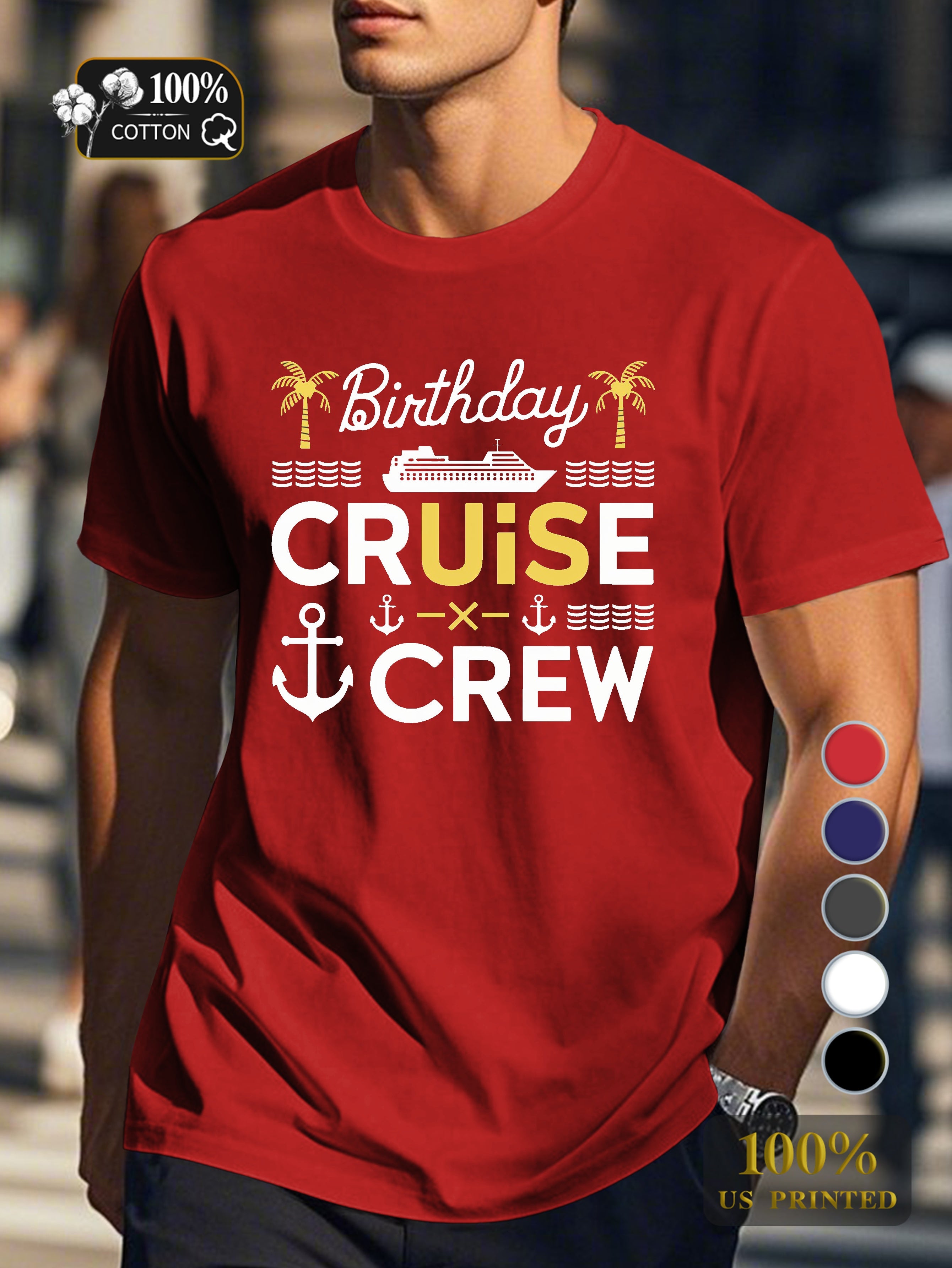 Birthday cruise celebration design Men's pure cotton Tshirt Comfort Fit