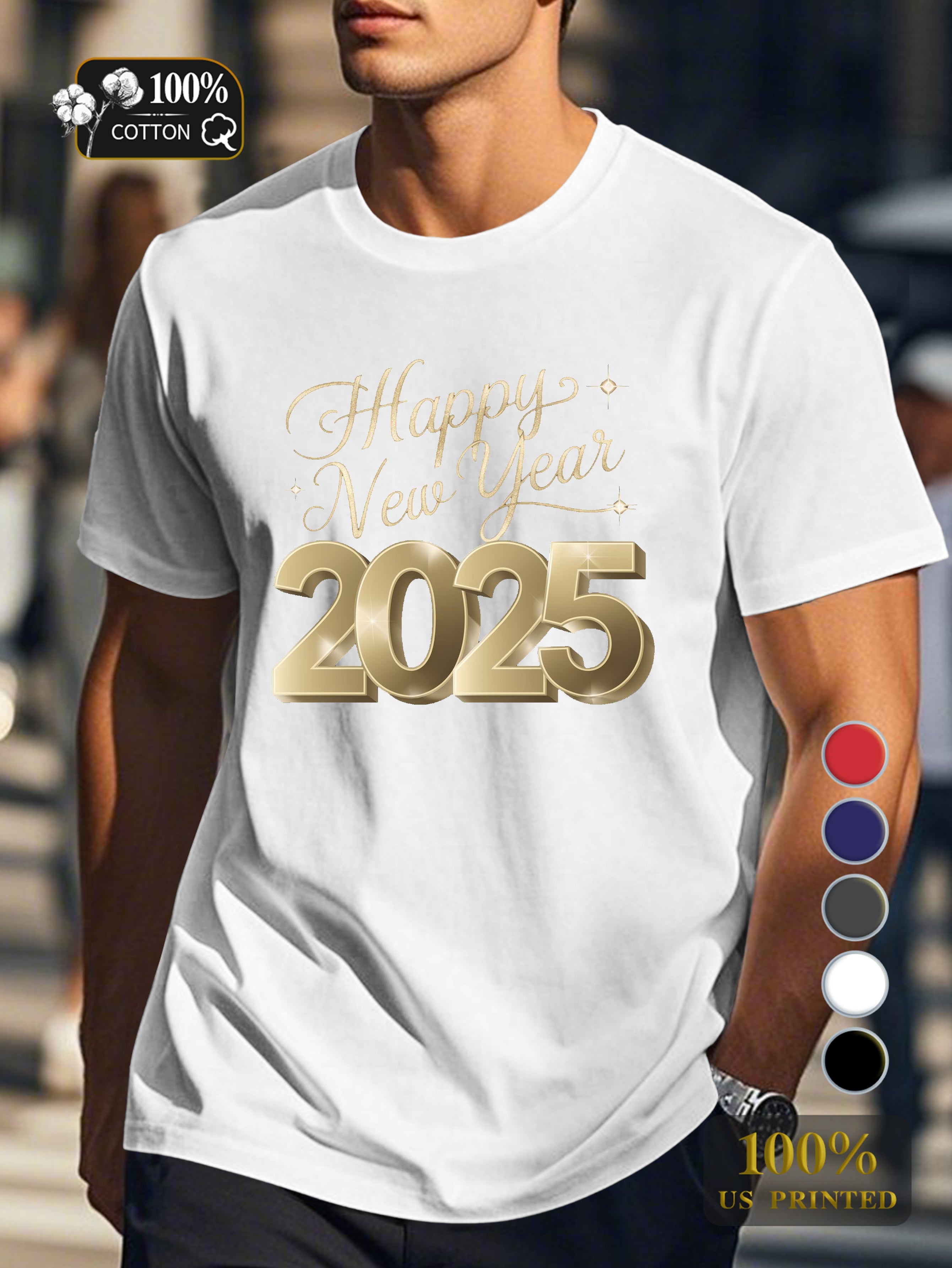 Happy New Year 2025 Men's pure cotton Tshirt Comfort Fit