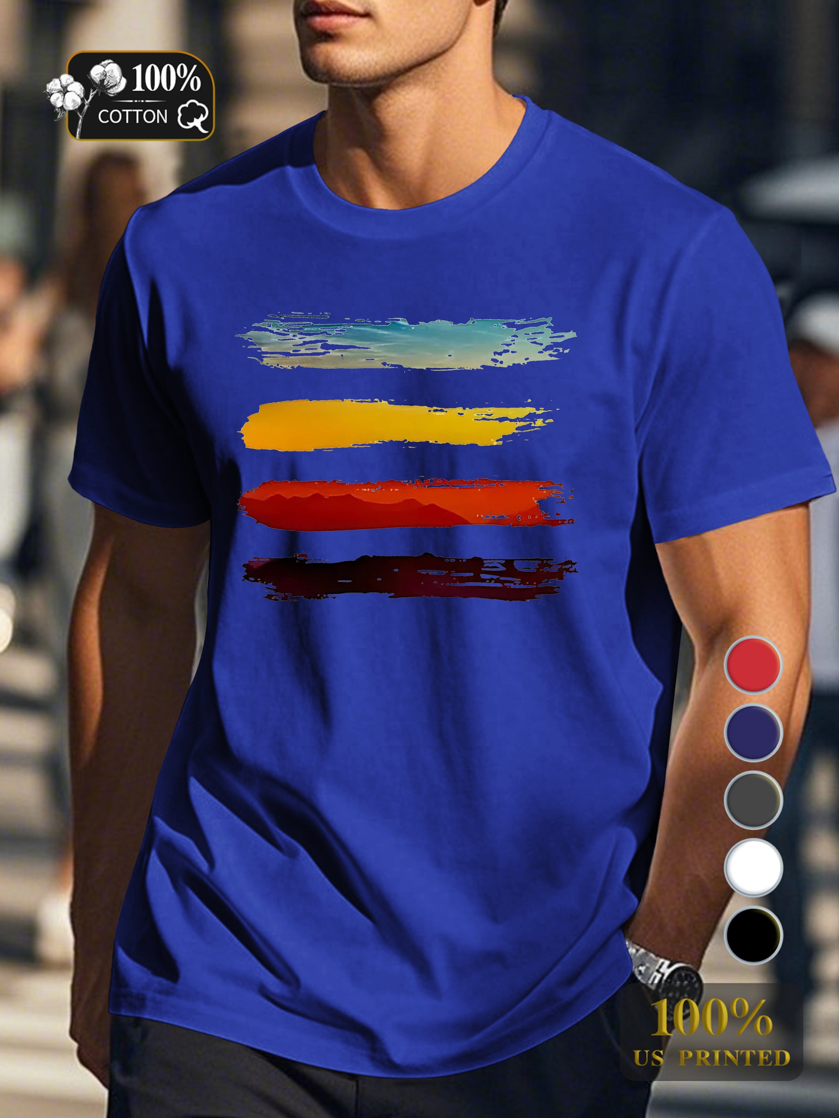 Rainbow Lines Men's pure cotton Tshirt Comfort Fit