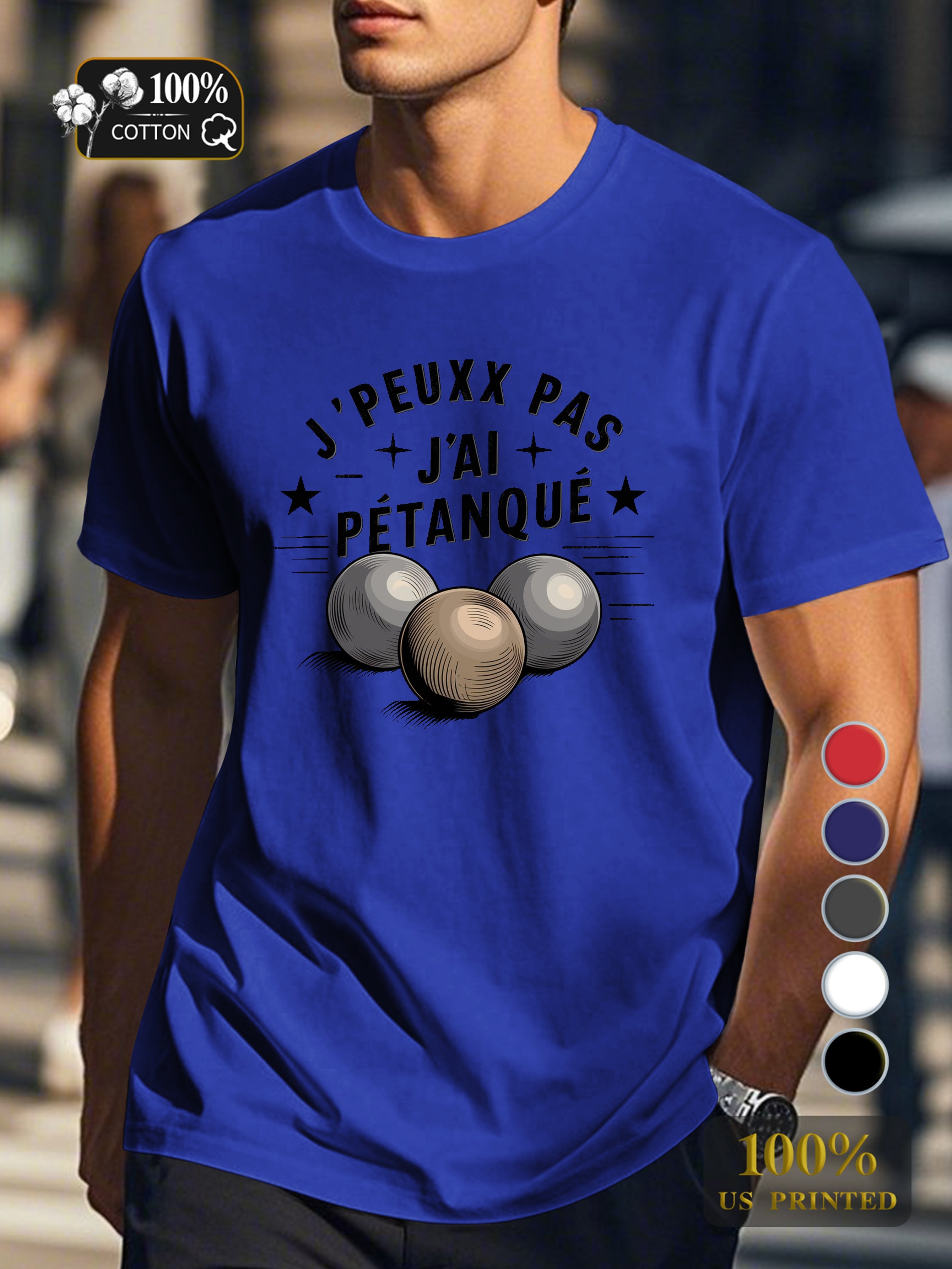 I CAN T I HAVE PETANQUE Men's pure cotton Tshirt Comfort Fit