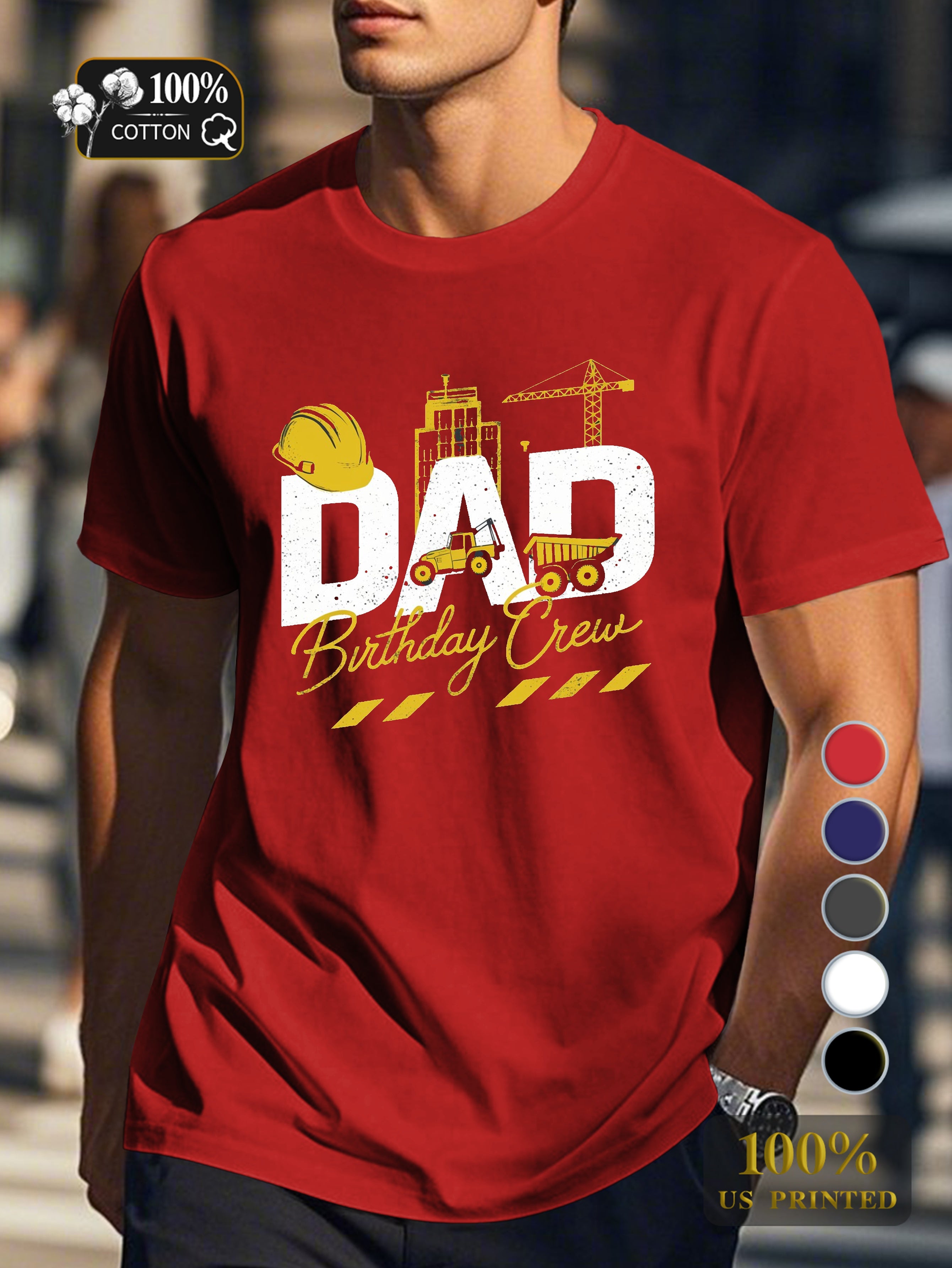DAD Birthday Crew illustration Men's pure cotton Tshirt Comfort Fit