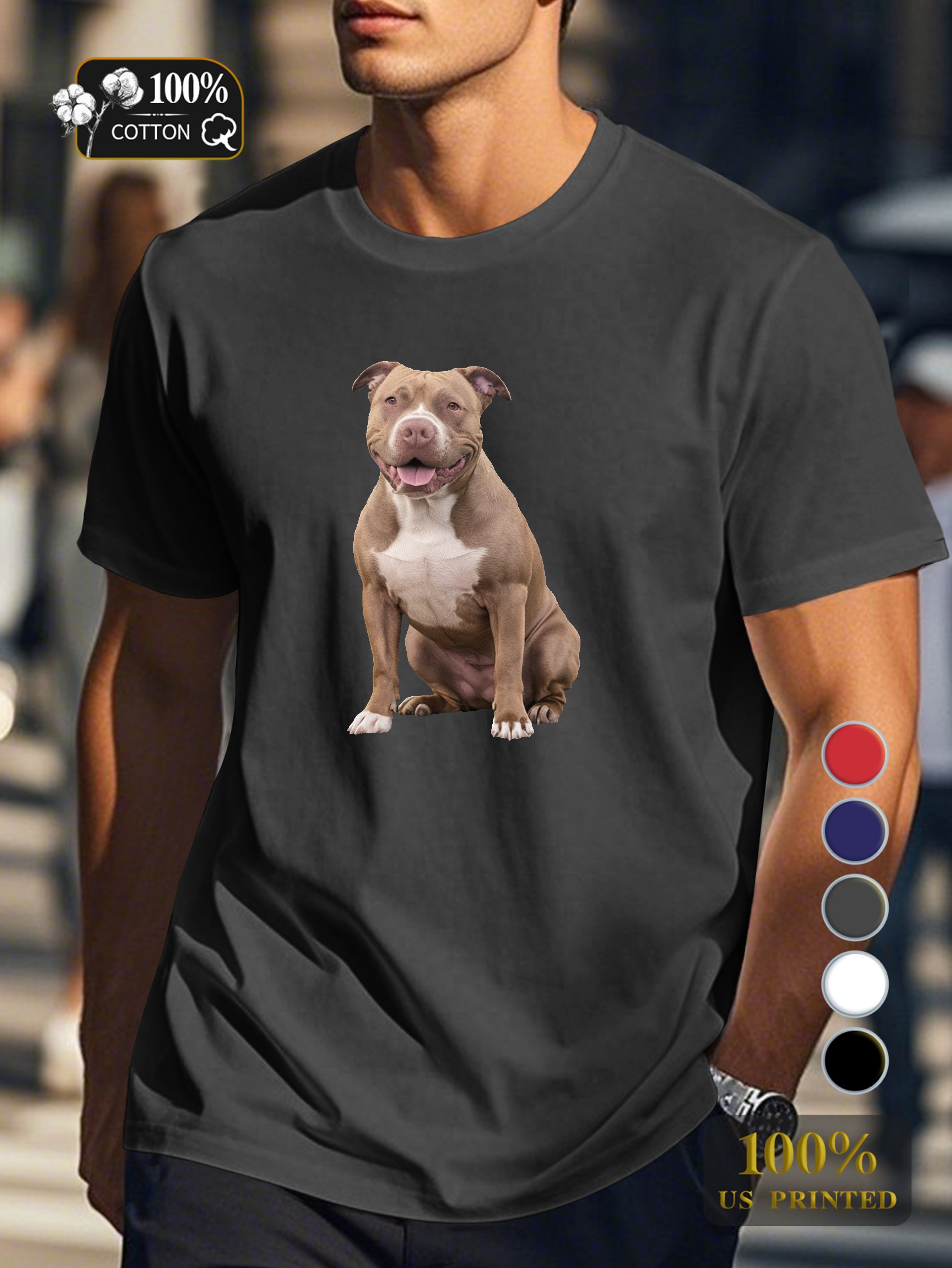 Pit bull dog with text Men's pure cotton Tshirt Comfort Fit