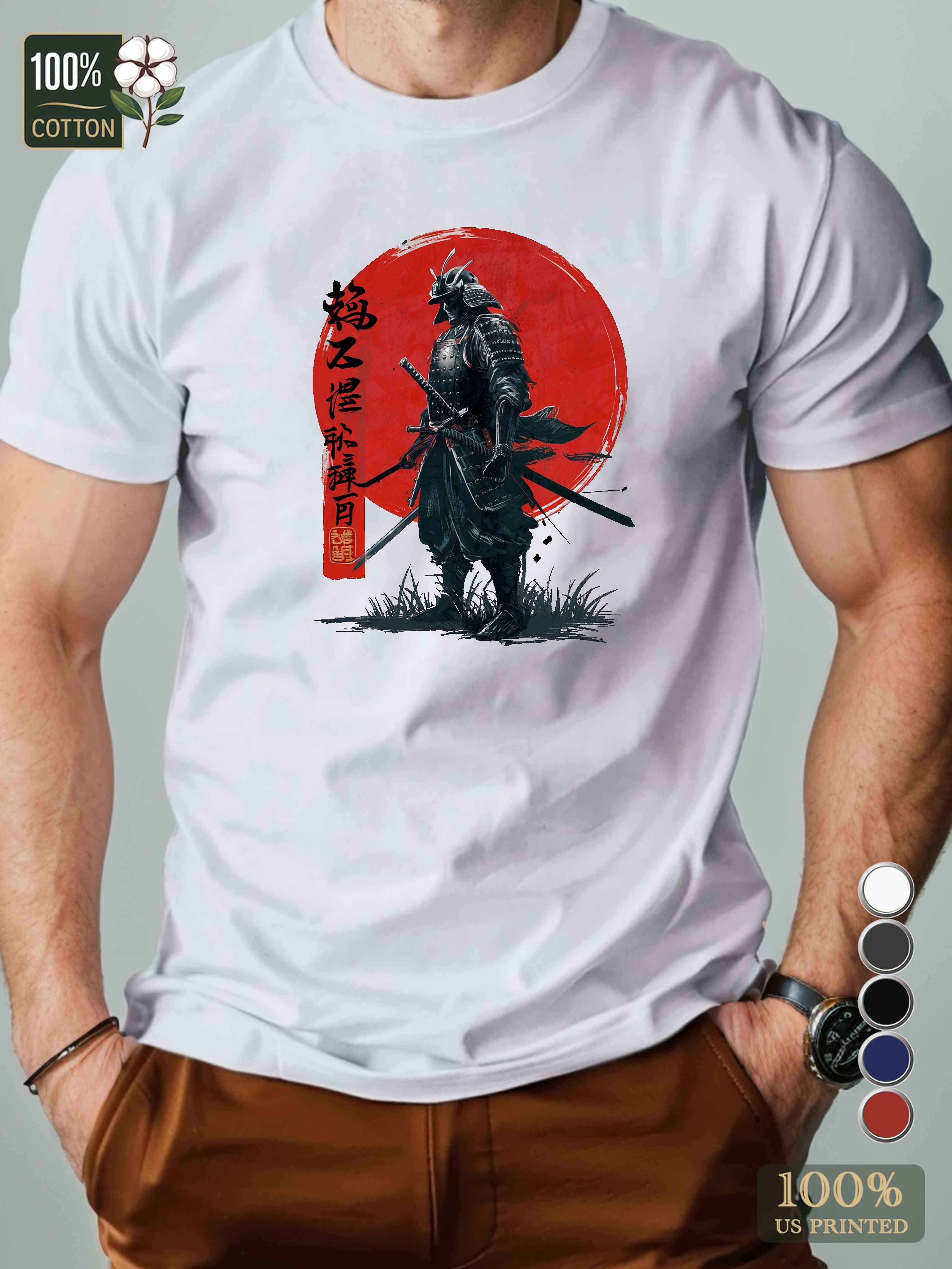 samurai warrior illustration Men's pure cotton Tshirt Comfort Fit