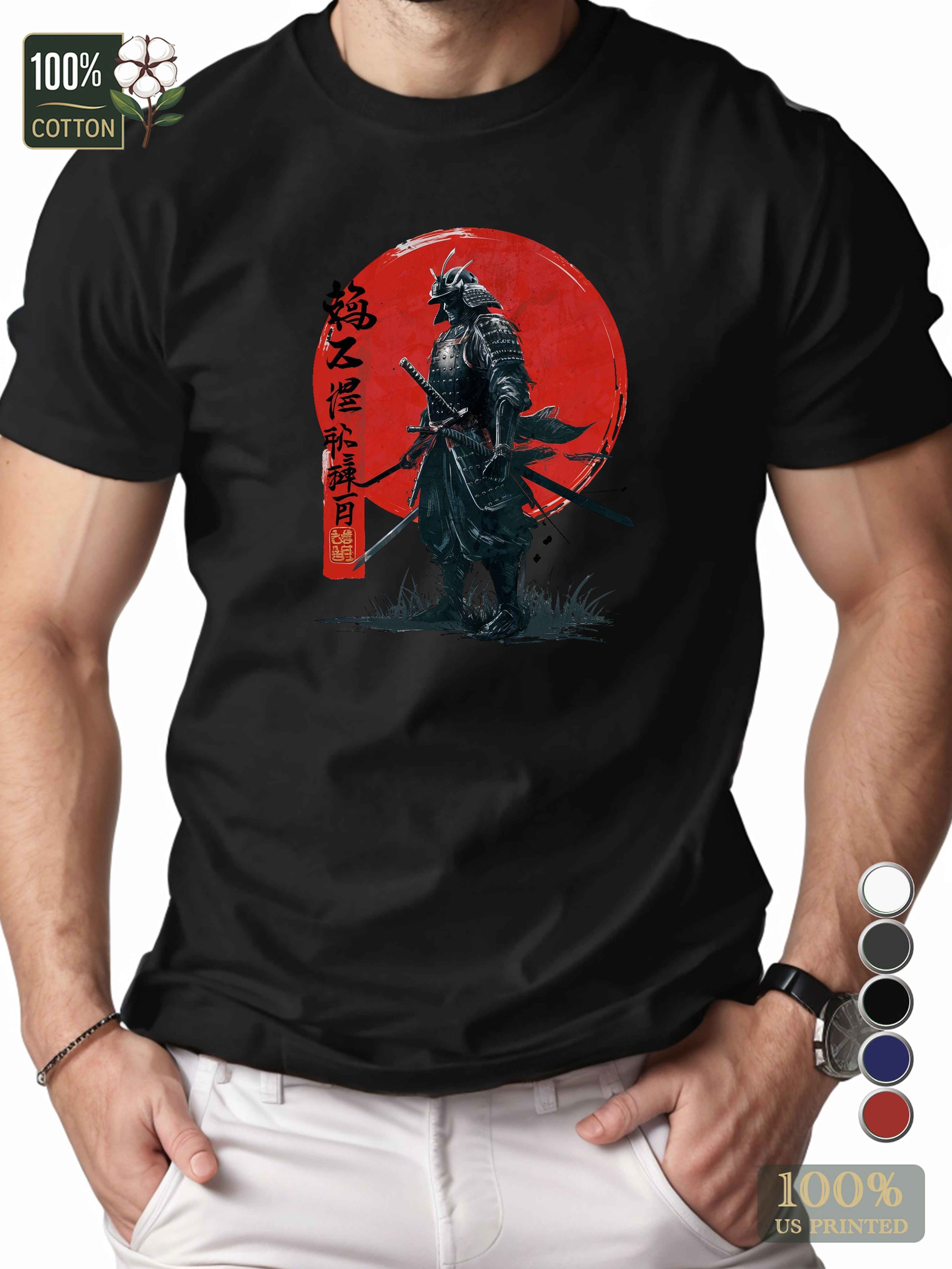 samurai warrior illustration Men's pure cotton Tshirt Comfort Fit