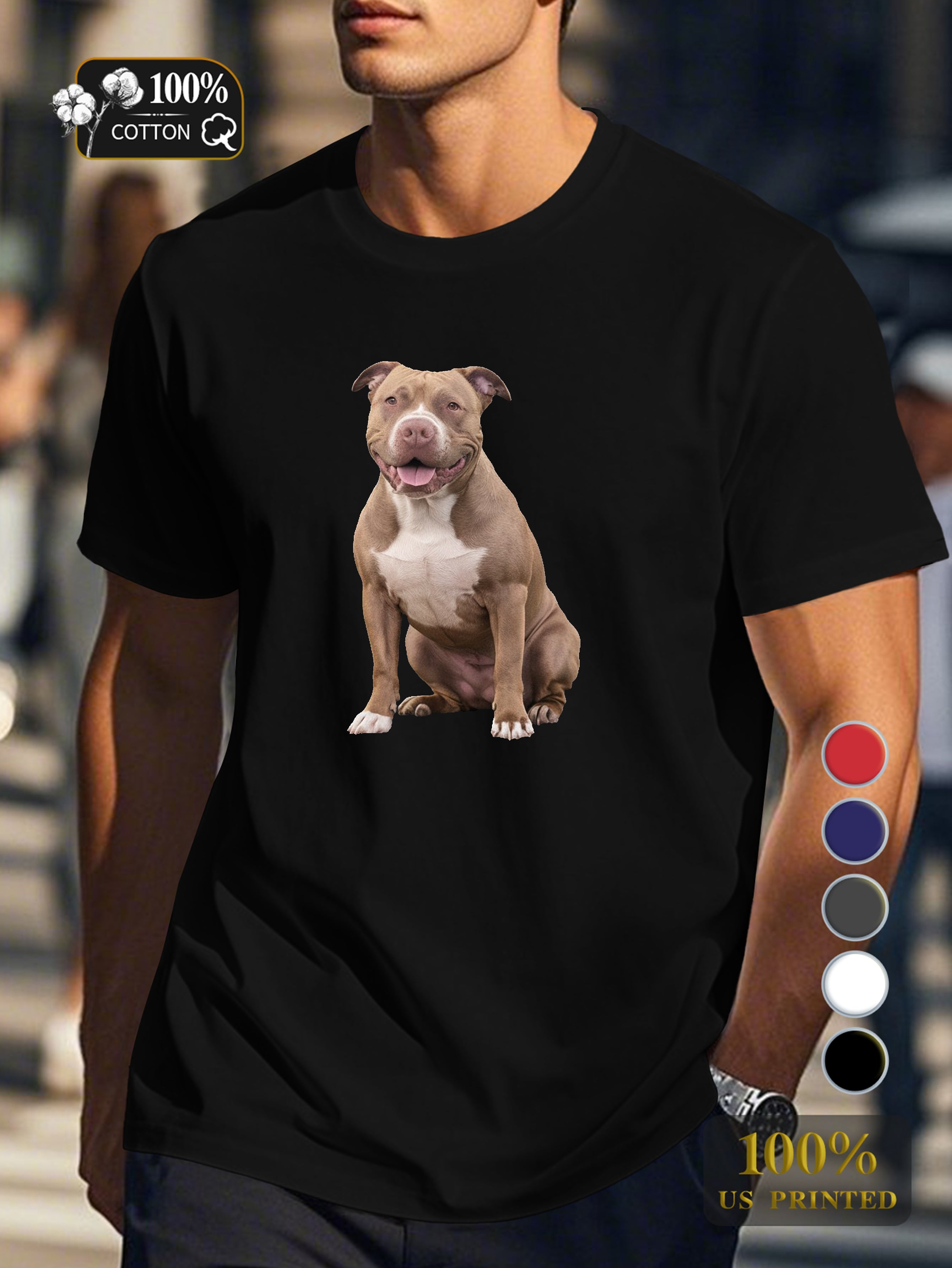 Pit bull dog with text Men's pure cotton Tshirt Comfort Fit