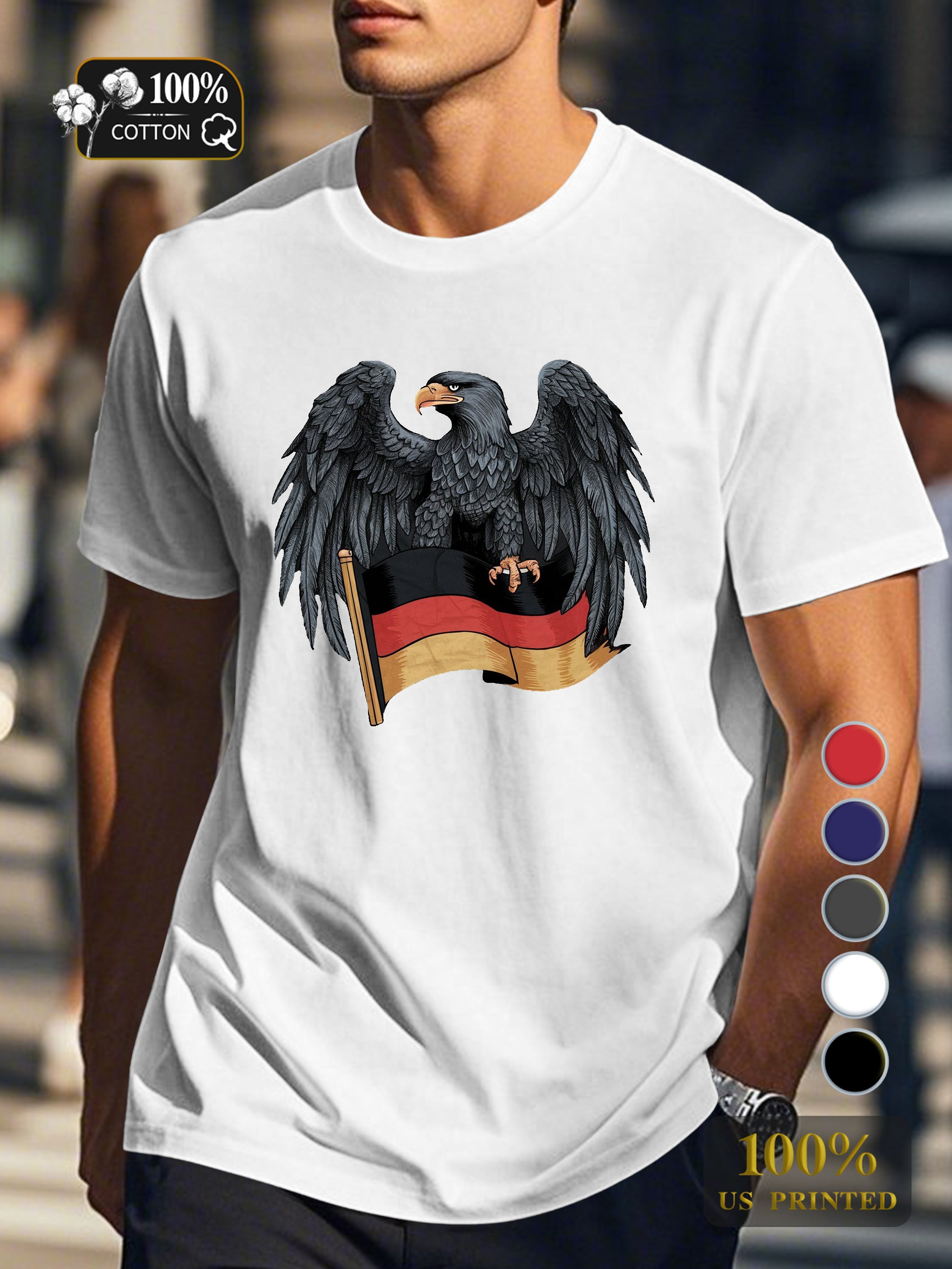eagle with German flag Men's pure cotton Tshirt Comfort Fit