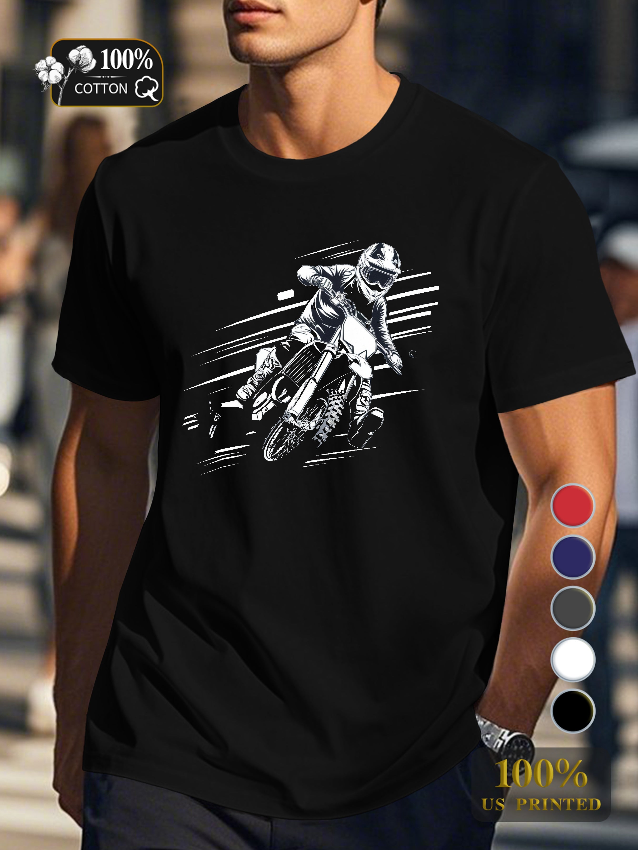 motocross rider in action Men's pure cotton Tshirt Comfort Fit