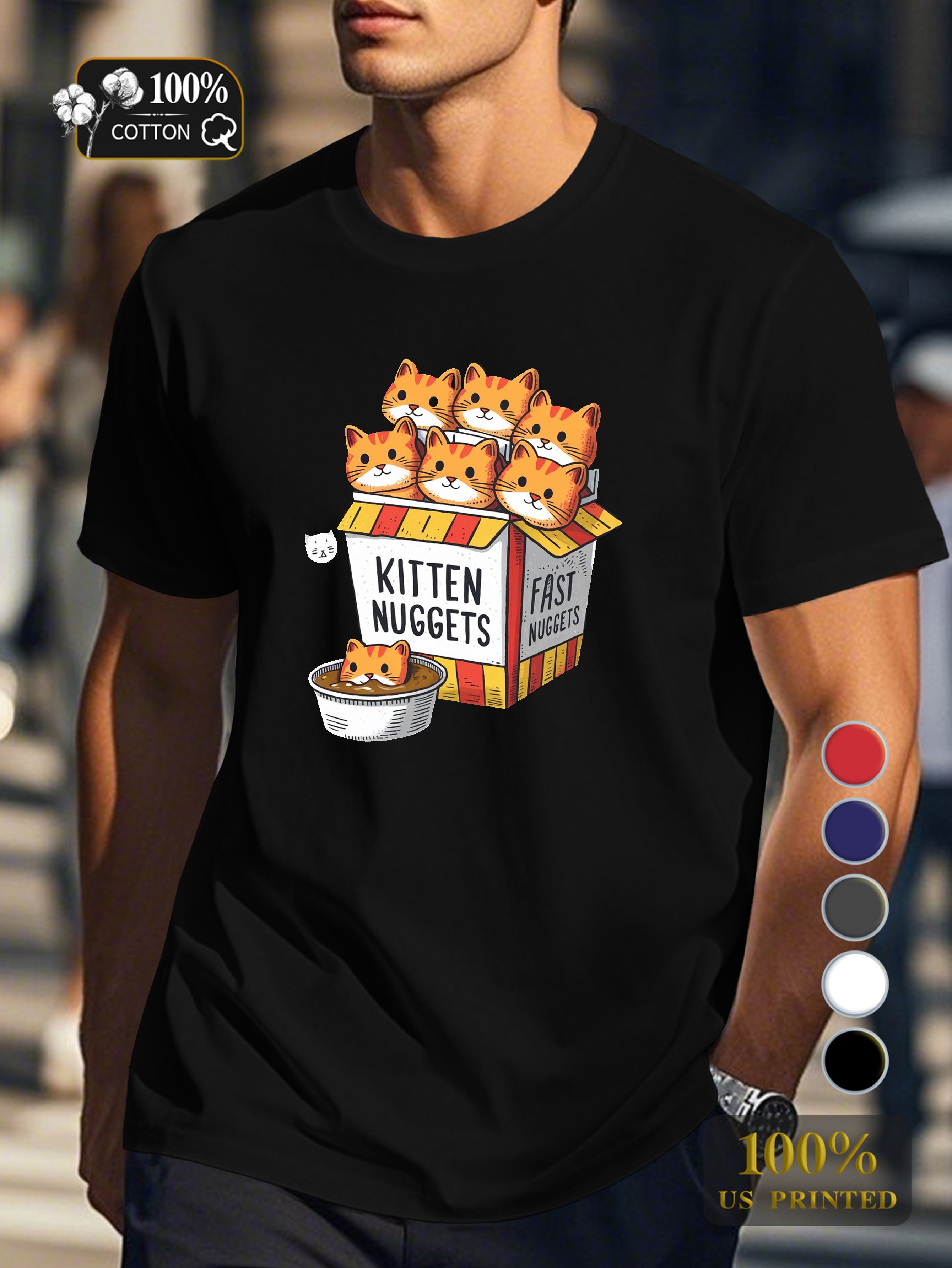Kitten Nuggets illustration Men's pure cotton Tshirt Comfort Fit