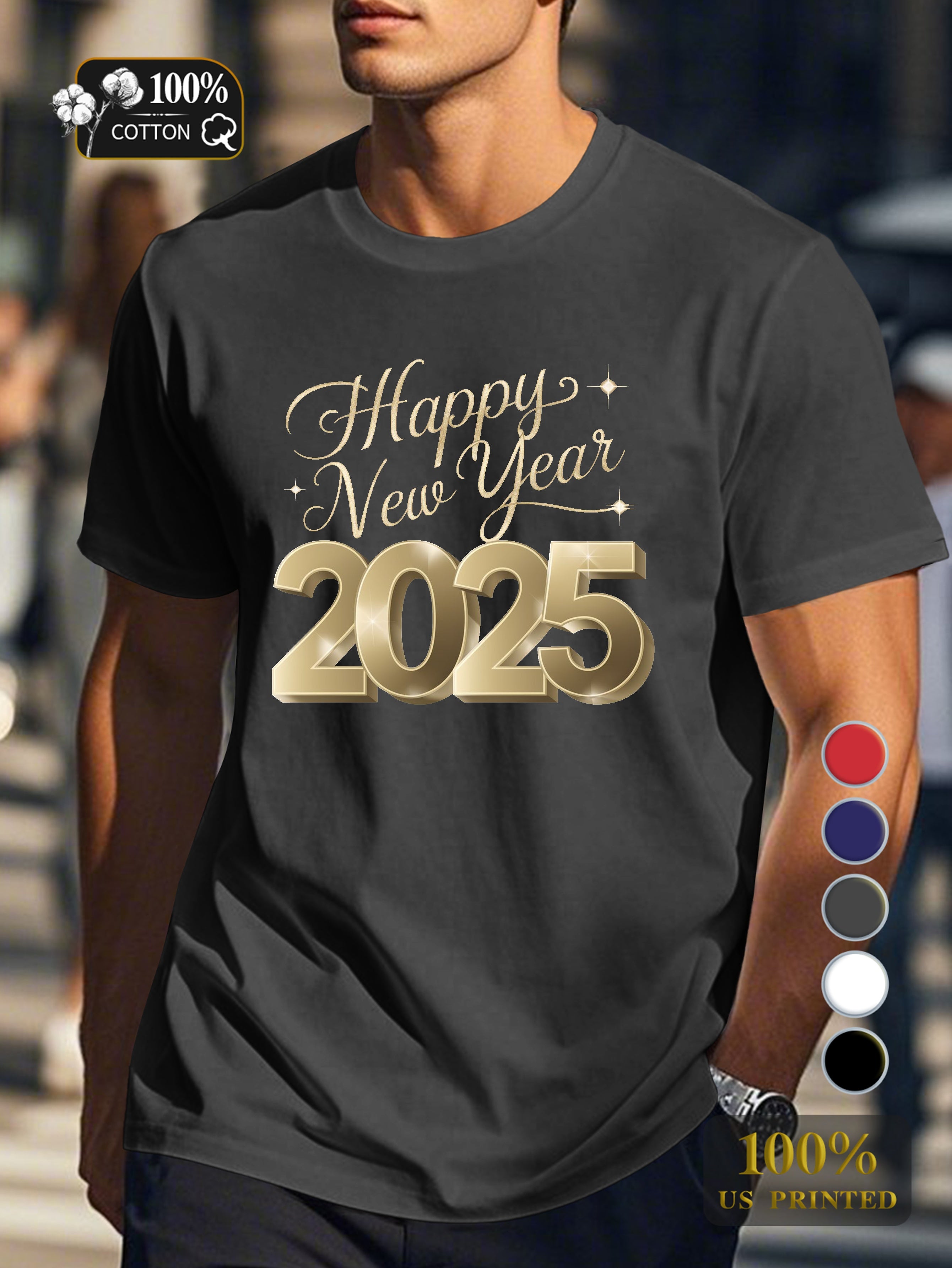 Happy New Year 2025 Men's pure cotton Tshirt Comfort Fit