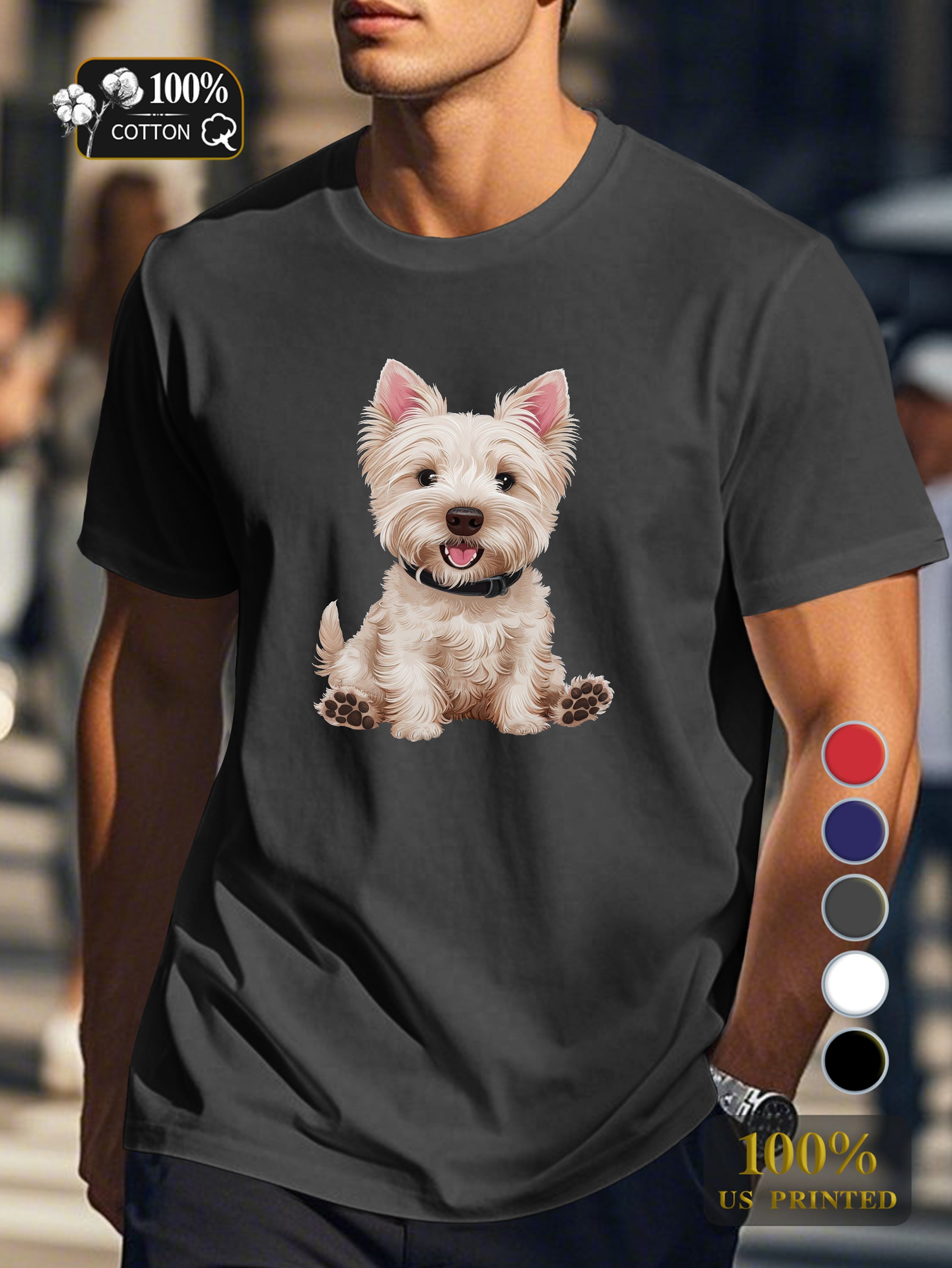 Charming West Highland White Terrier Men's pure cotton Tshirt Comfort Fit