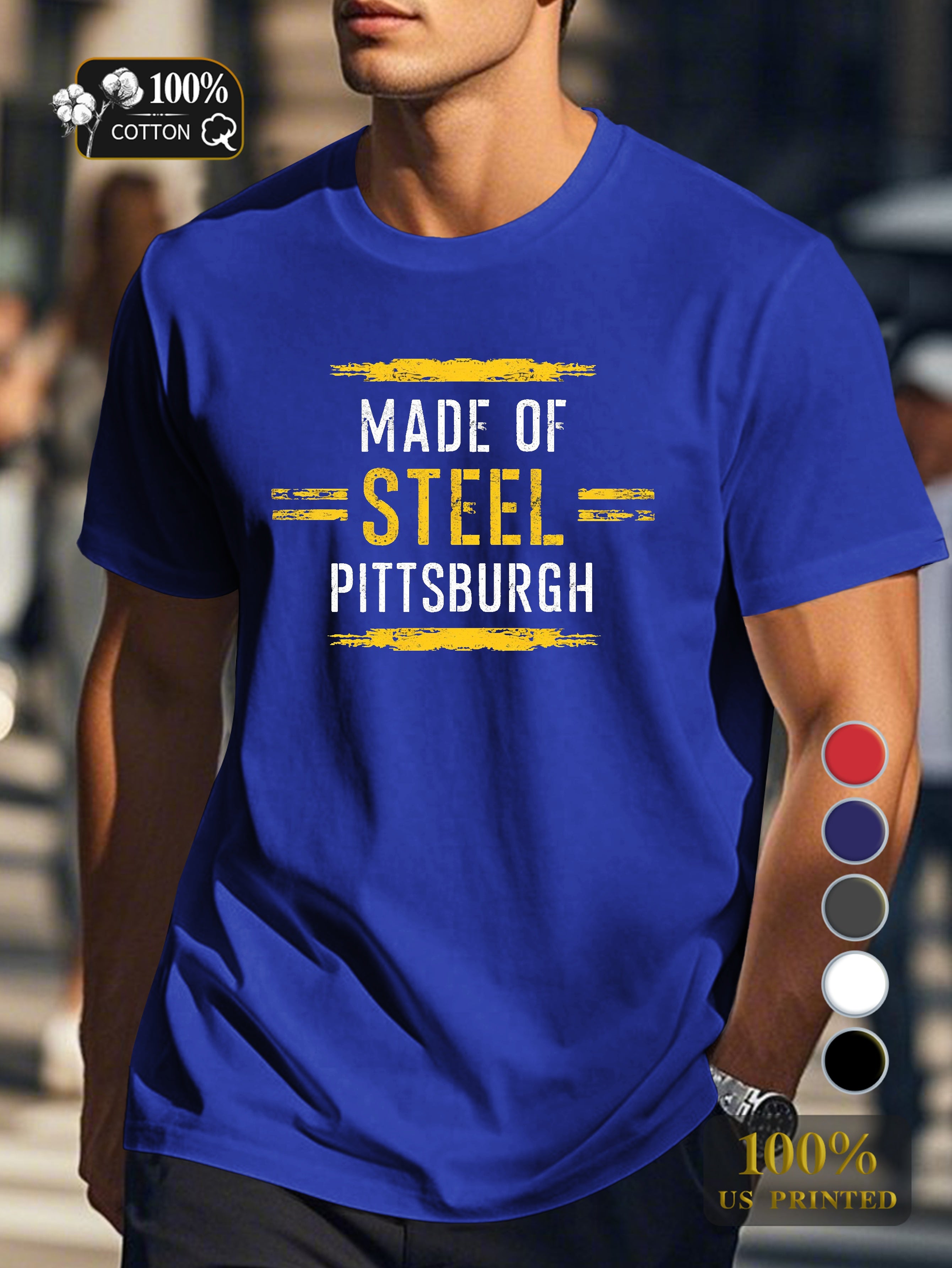 MADE OF STEEL PITTSBURGH Men's pure cotton Tshirt Comfort Fit
