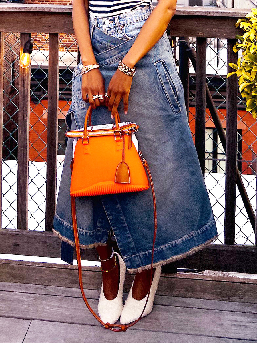 Lace-up Wrap Denim Skirt