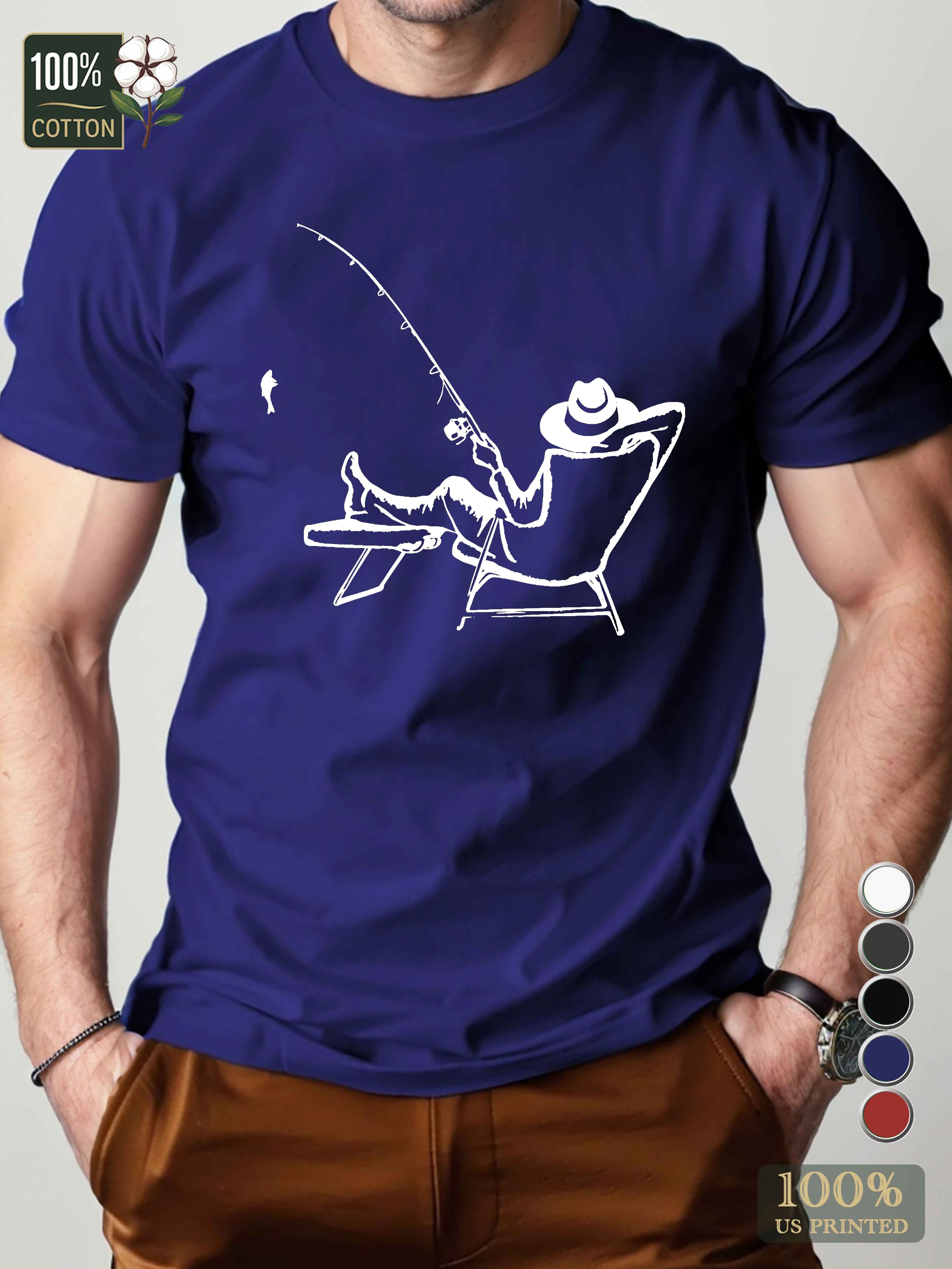 serene fishing scene Men's pure cotton Tshirt Comfort Fit