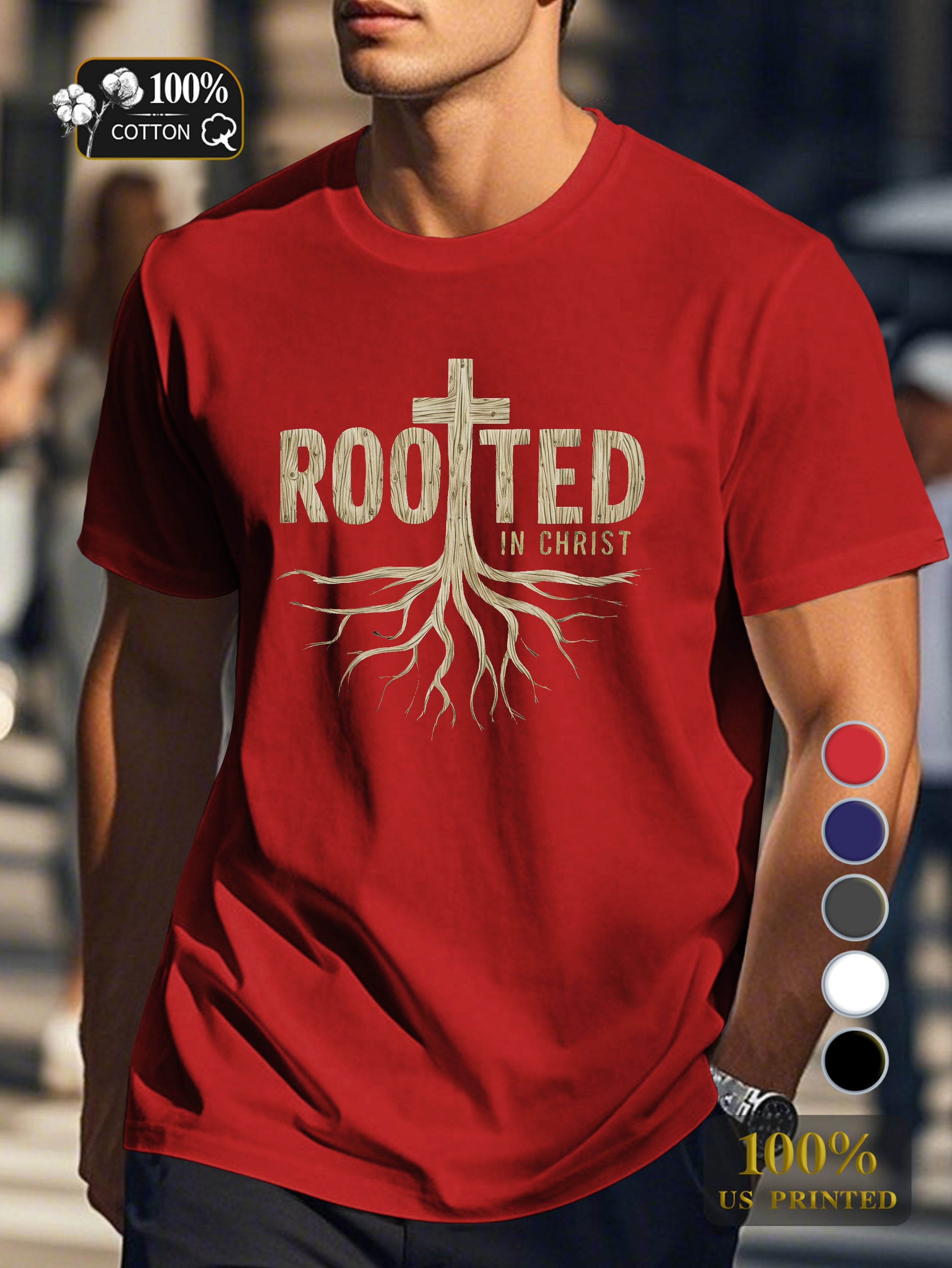 ROOTED IN CHRIST Men's pure cotton Tshirt Comfort Fit