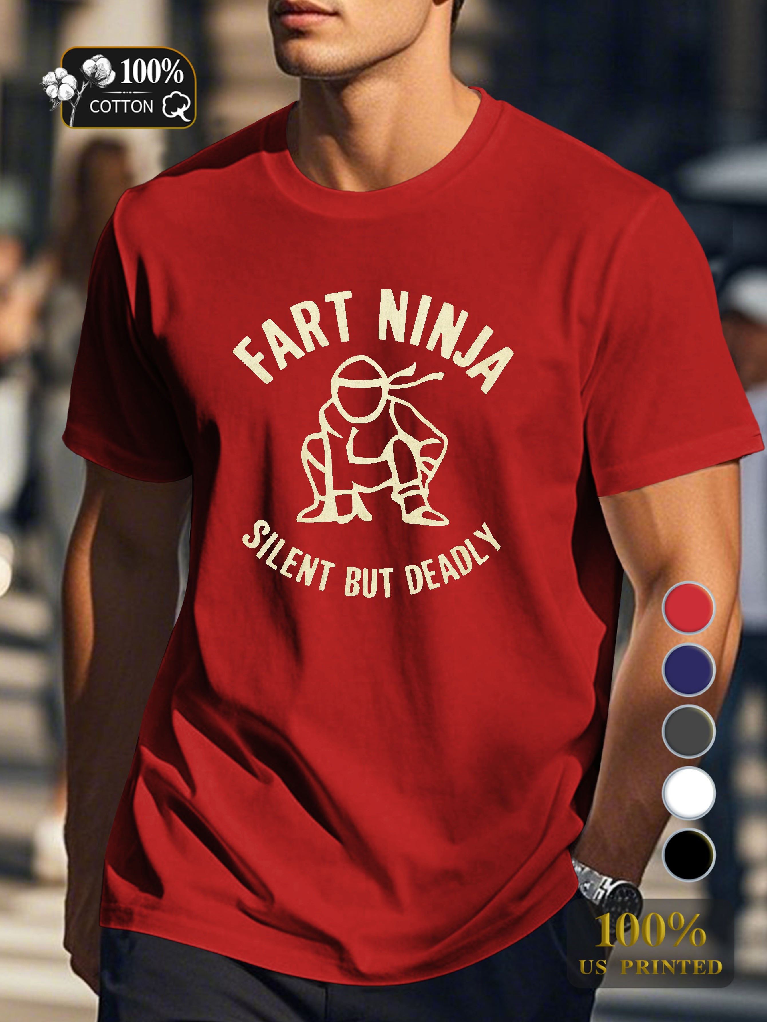 FART NINJA SILENT BUT DEADLY Men's pure cotton Tshirt Comfort Fit