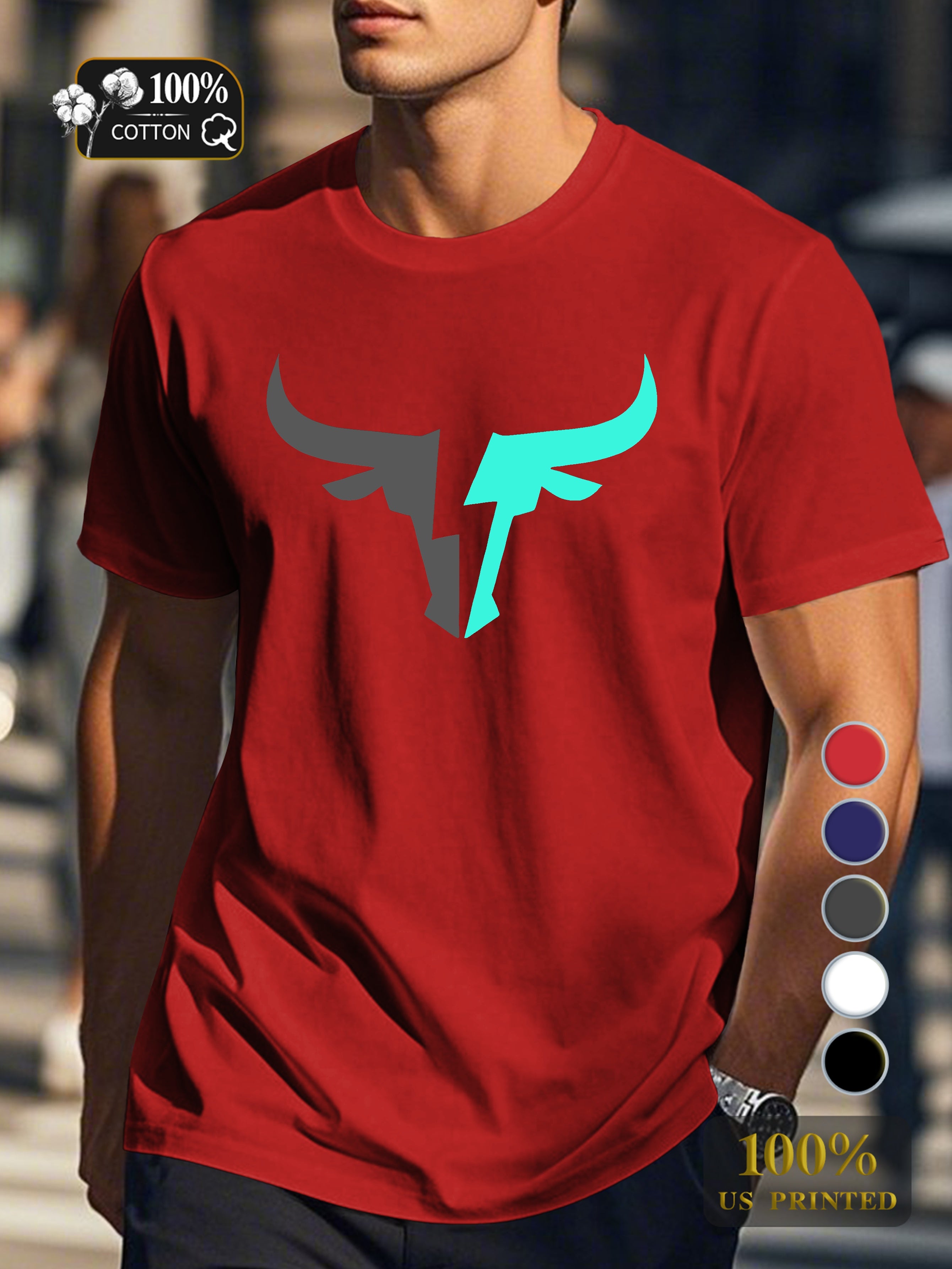 Bullhead Shape Men's pure cotton Tshirt Comfort Fit