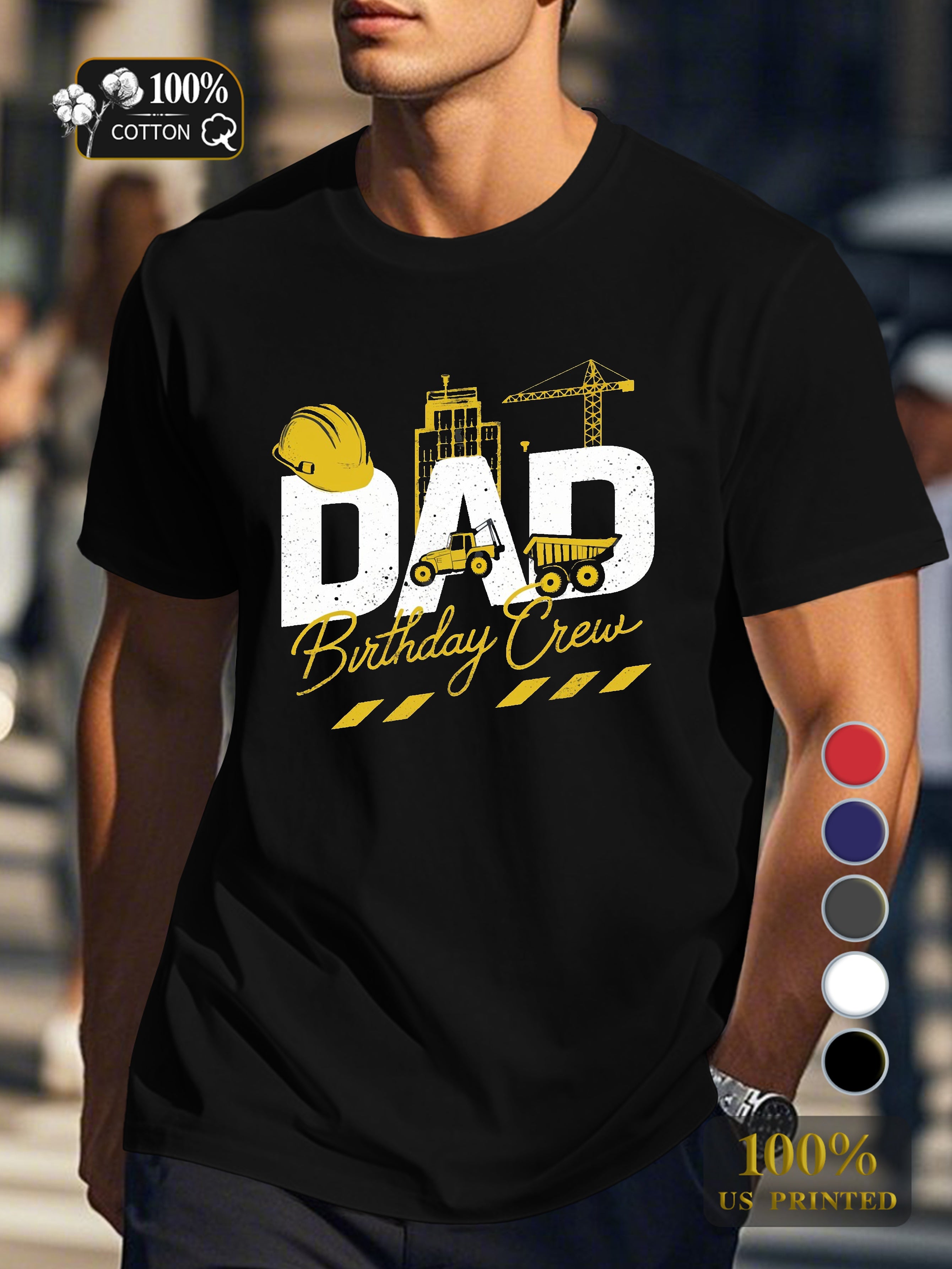 DAD Birthday Crew illustration Men's pure cotton Tshirt Comfort Fit