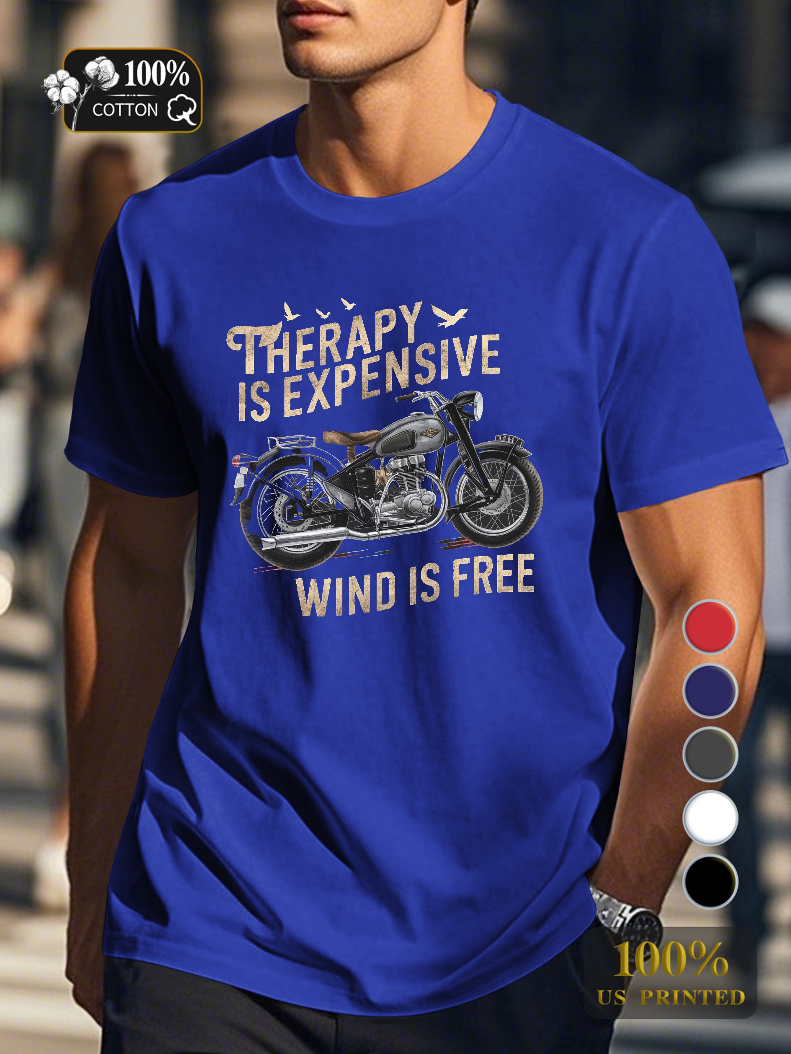 THERAPY IS EXPENSIVE WIND IS FREE Men's pure cotton Tshirt Comfort Fit