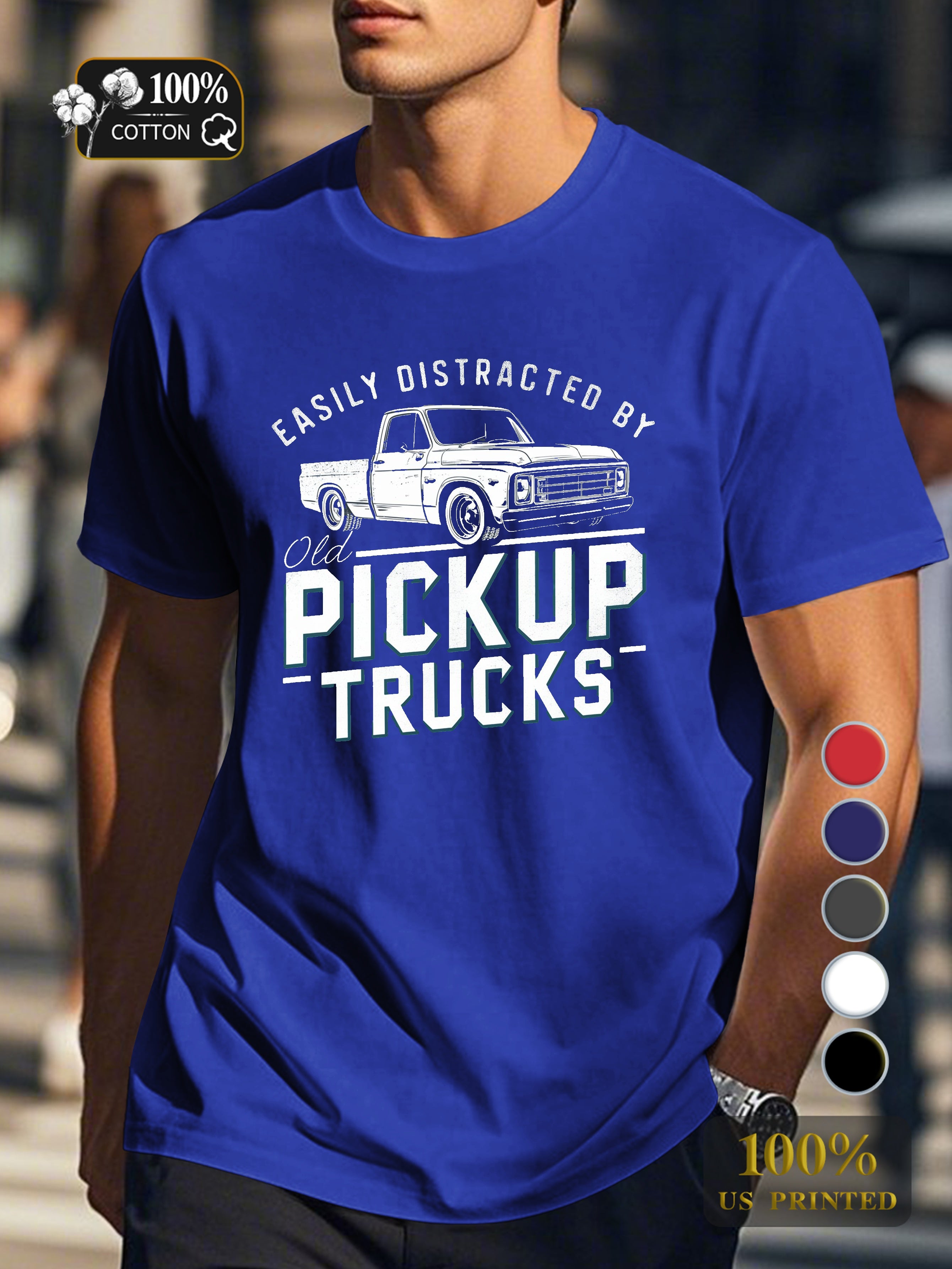 Old pickup trucks Men's pure cotton Tshirt Comfort Fit