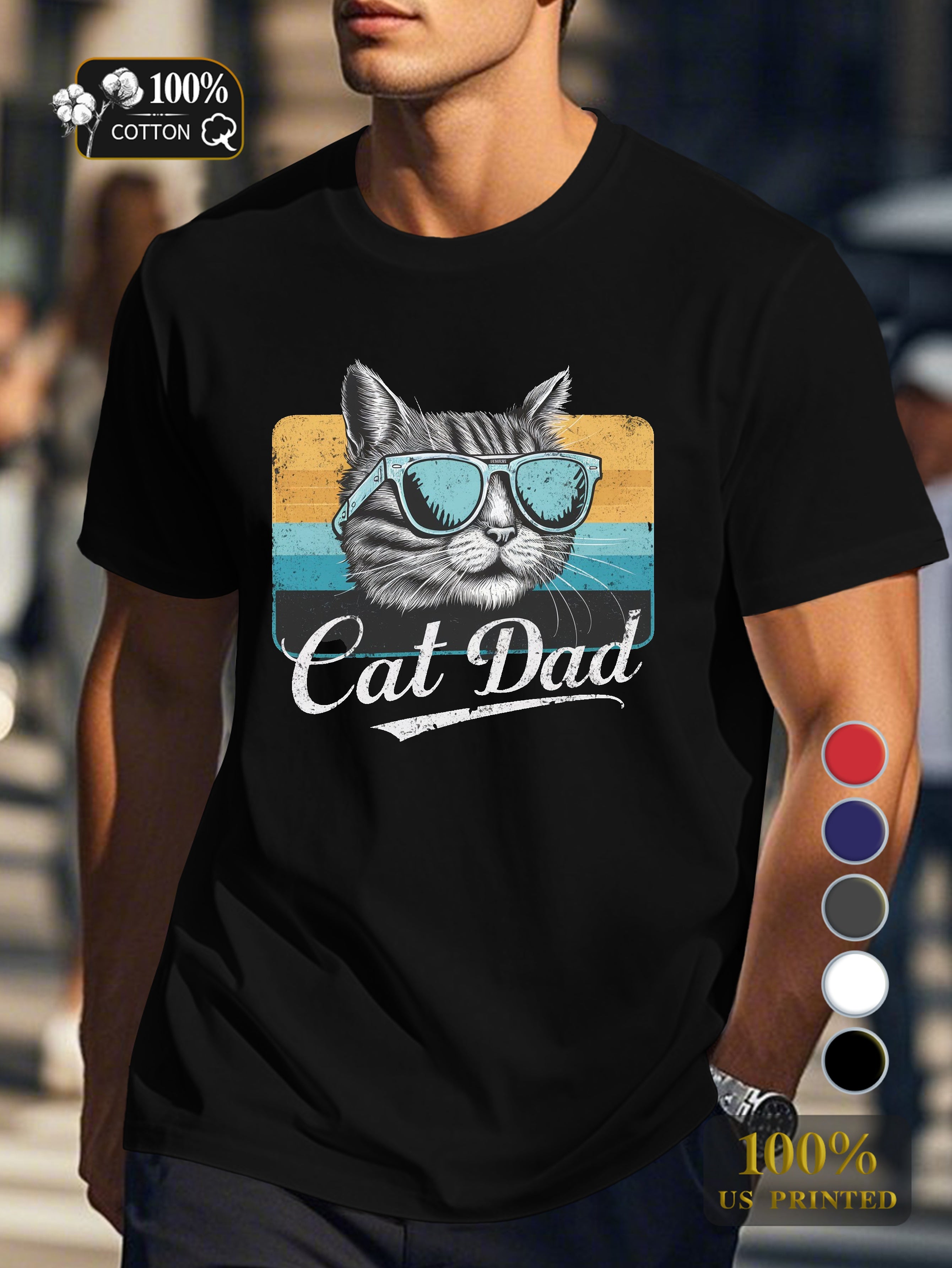 Cat Dad Men's pure cotton Tshirt Comfort Fit