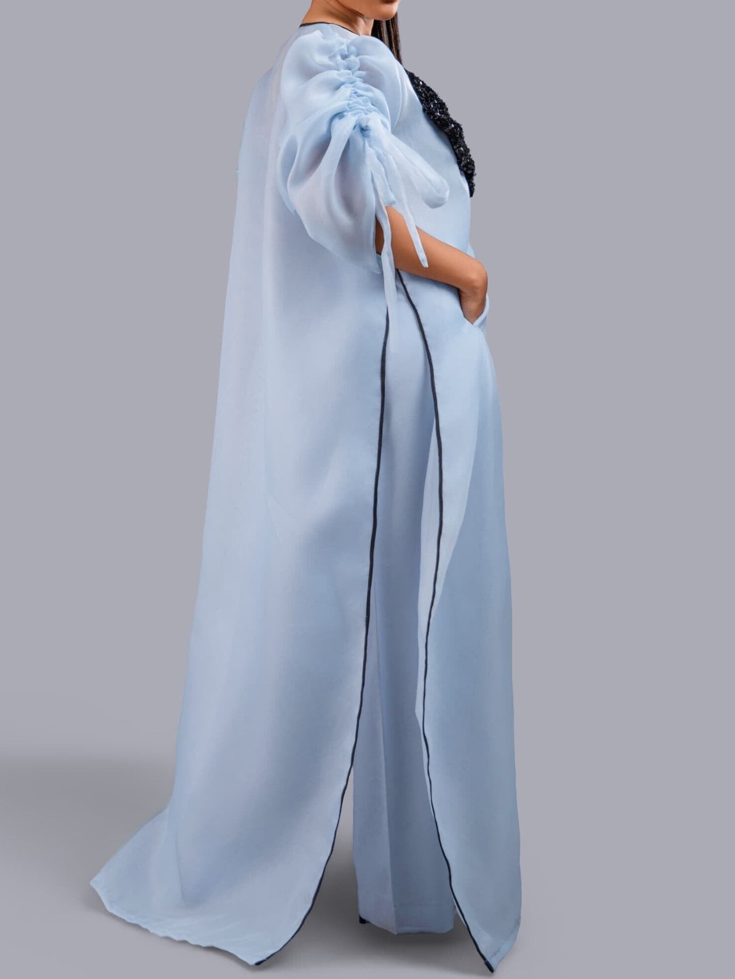 Black Bow Sequin And Wide Leg Pant Set