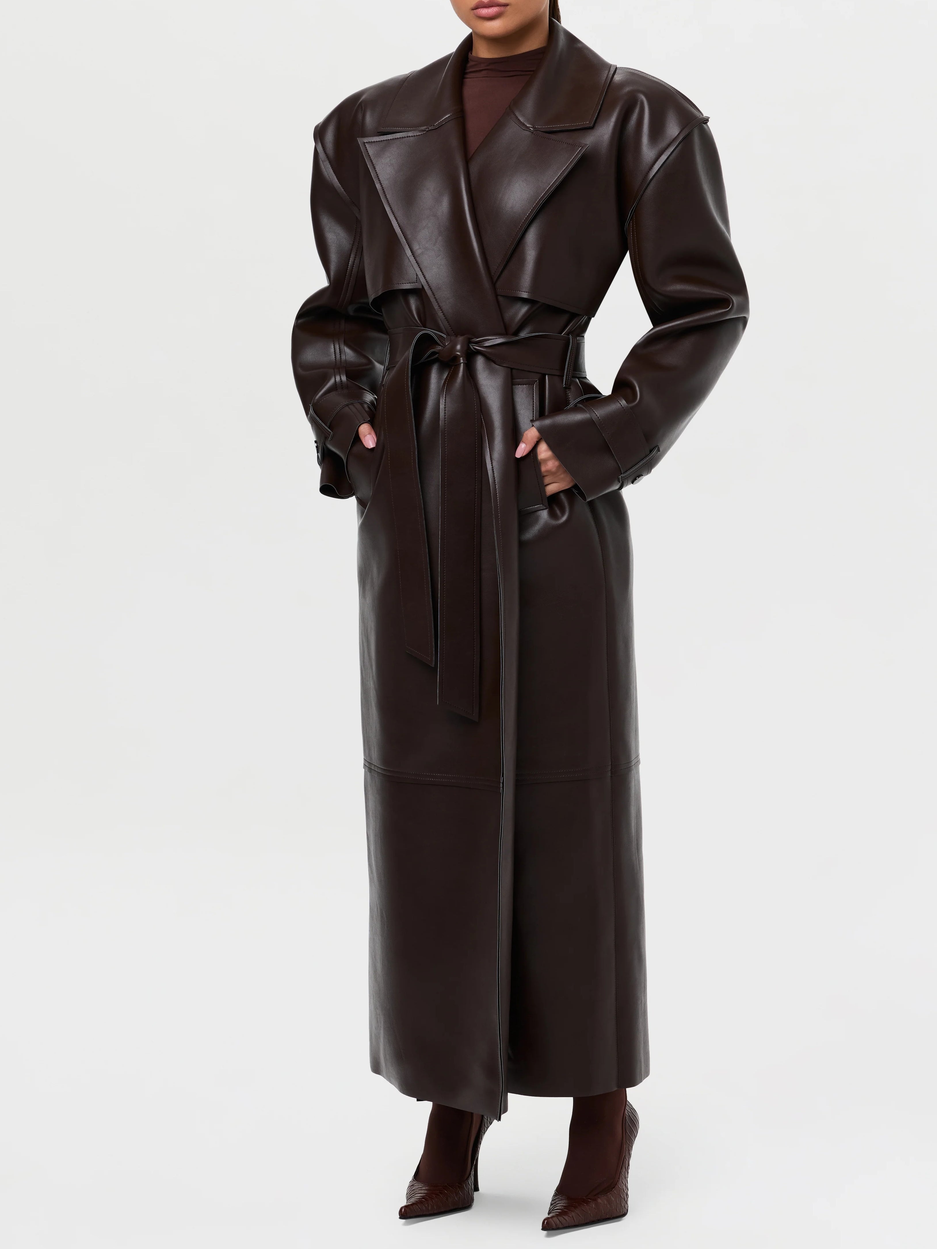 Vegan Leather Trench Coat