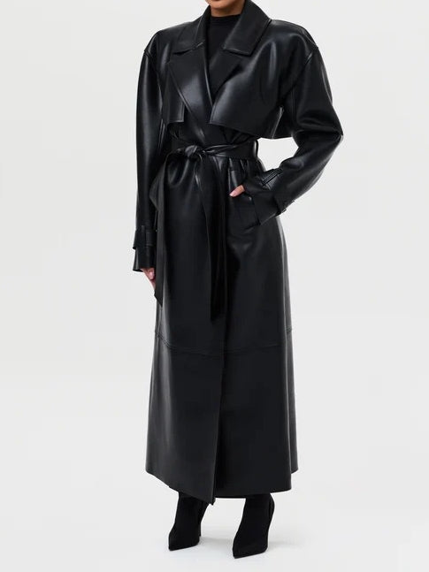 Vegan Leather Trench Coat