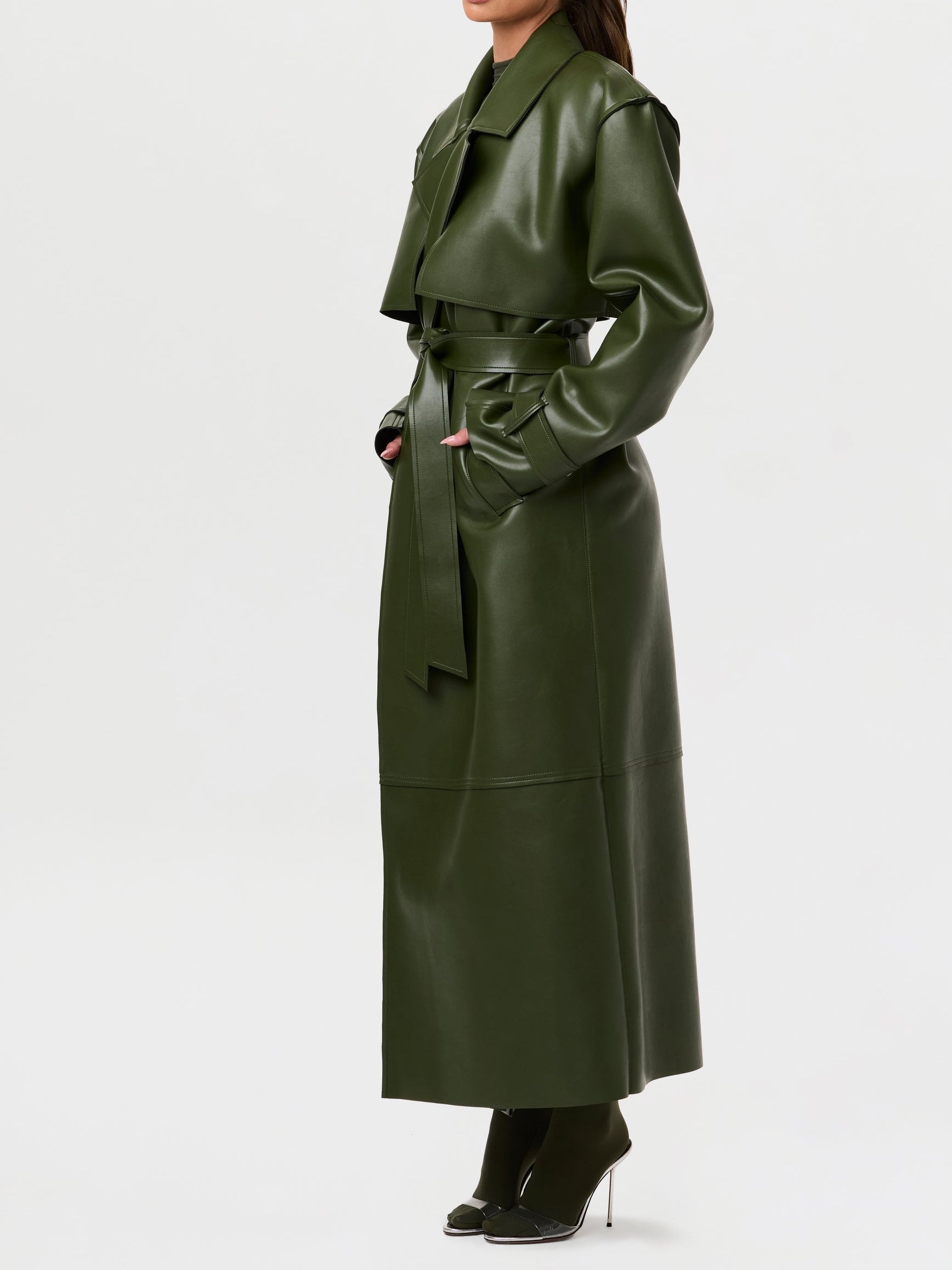 Vegan Leather Trench Coat