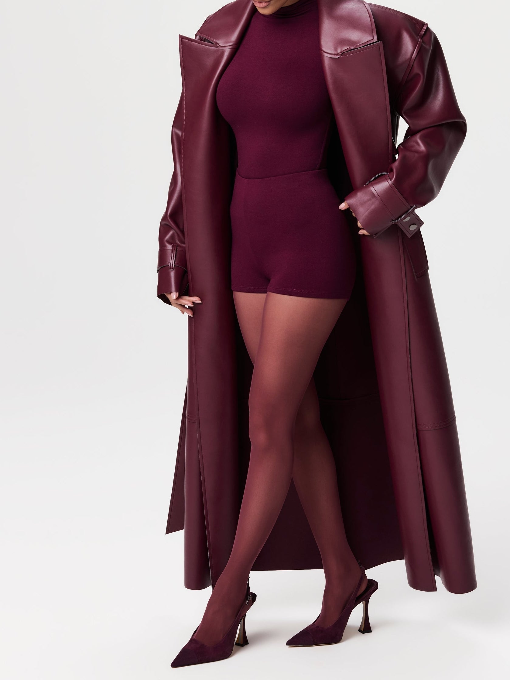 Vegan Leather Trench Coat