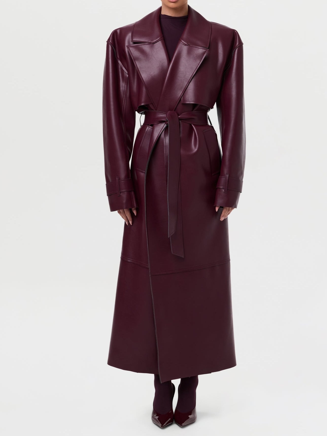 Vegan Leather Trench Coat