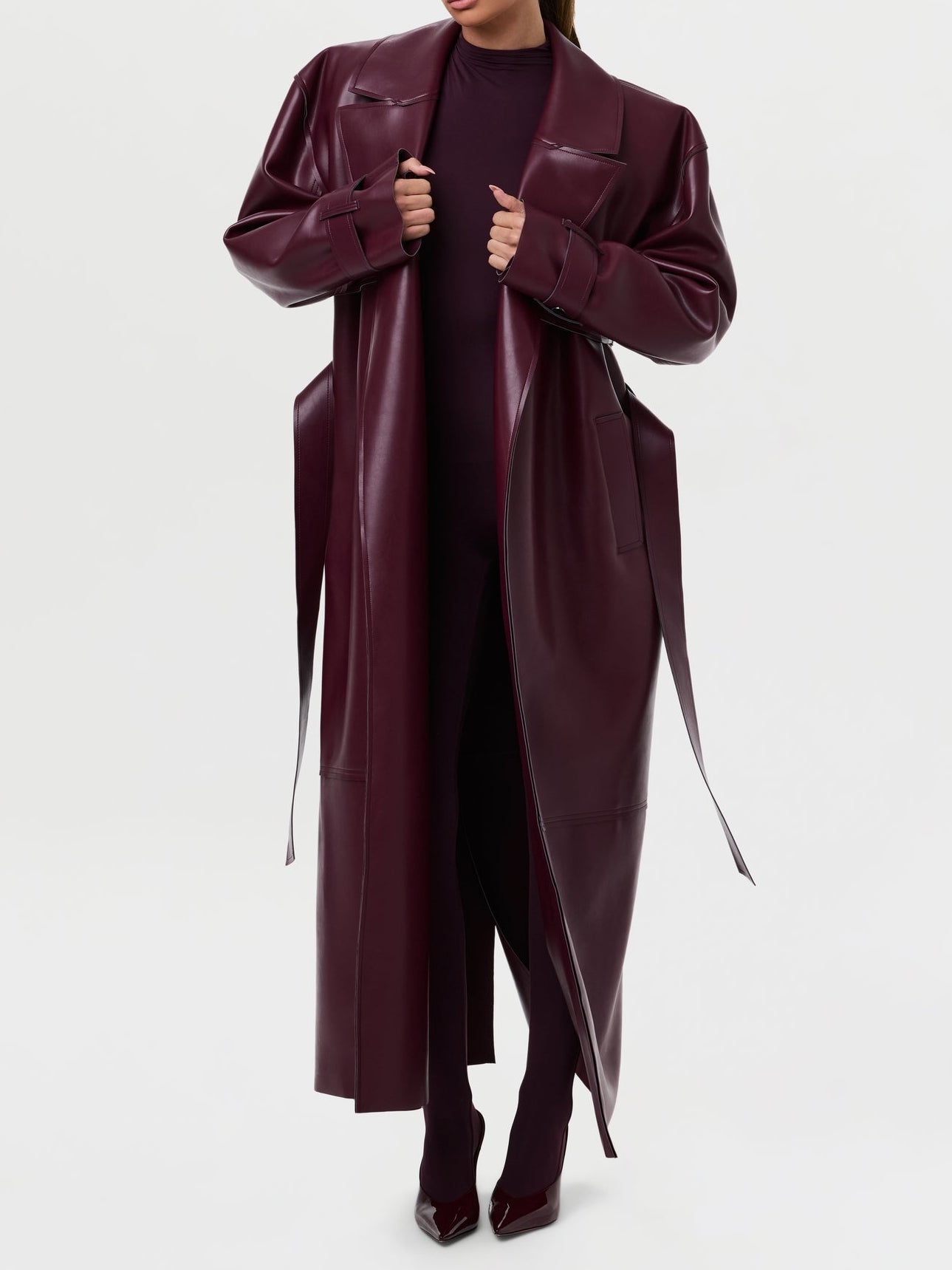 Vegan Leather Trench Coat