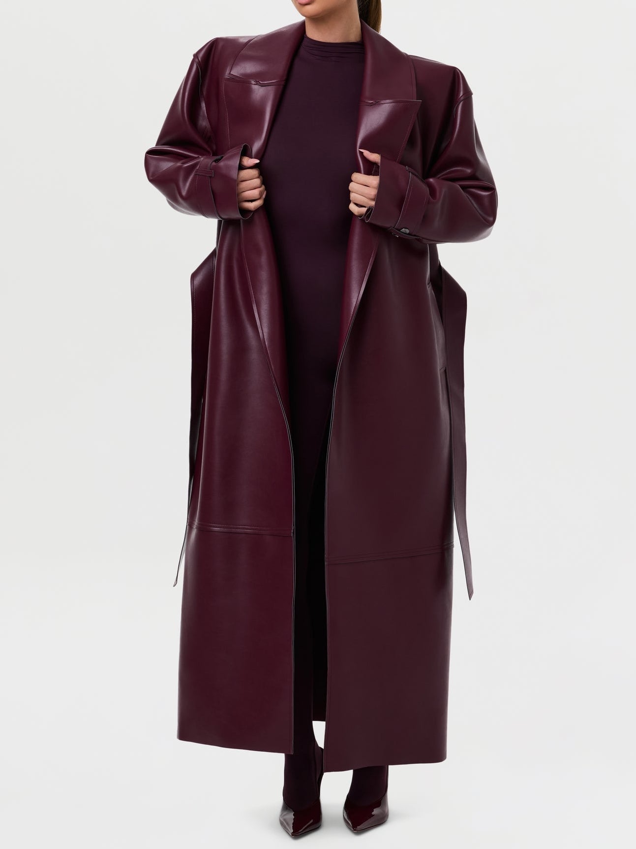 Vegan Leather Trench Coat